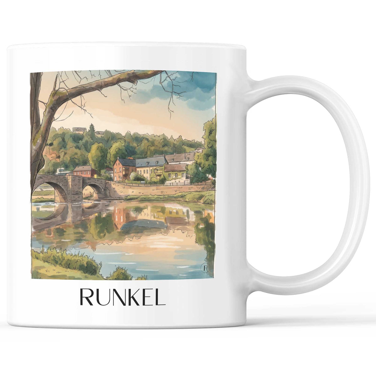 Runkel Kaffeebecher - Hessen - Deutschland Becher - Kaffeetasse im Aquarell Stil - favplace