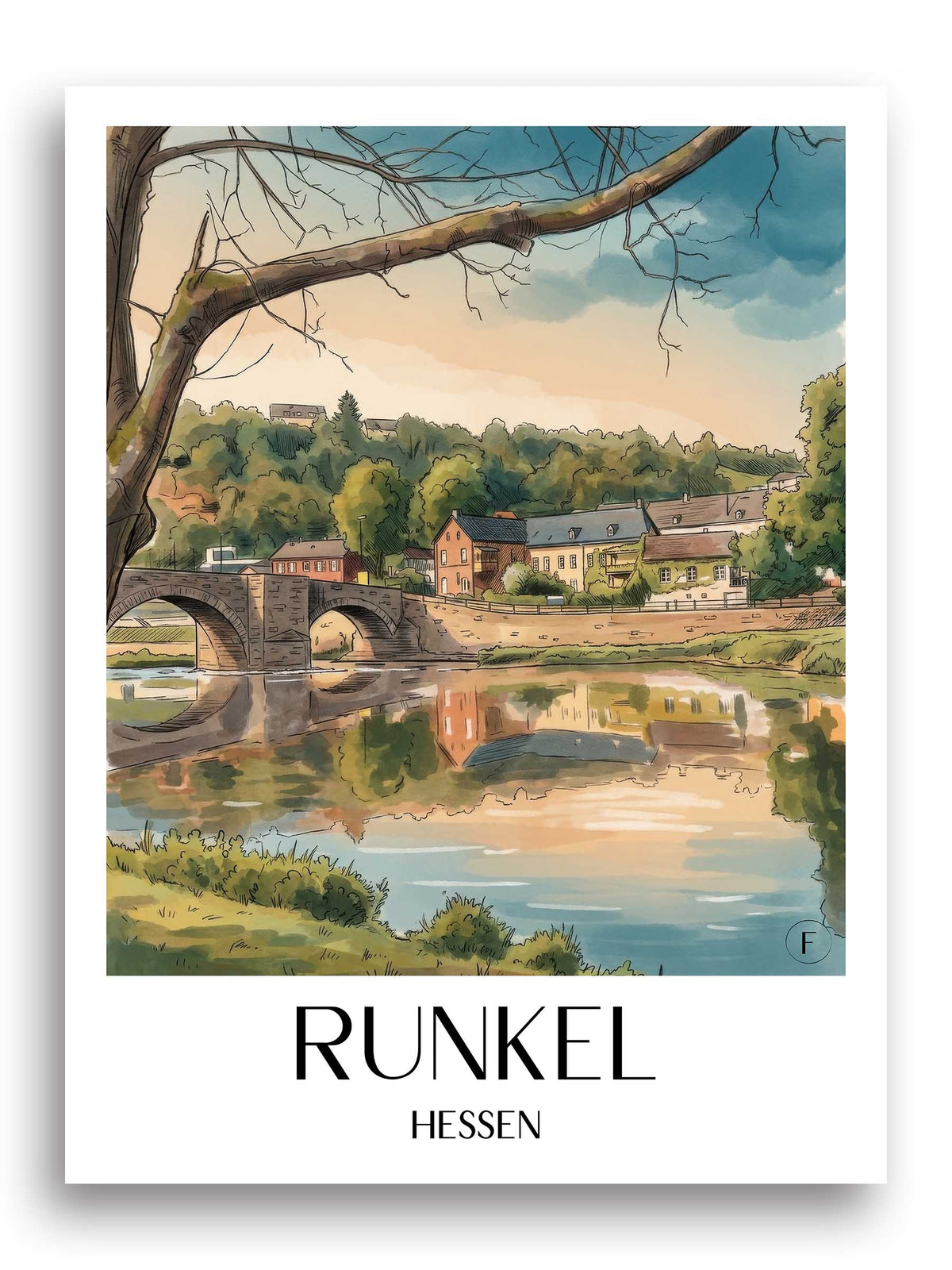runkel-hessen-deutschland-poster-aquarell