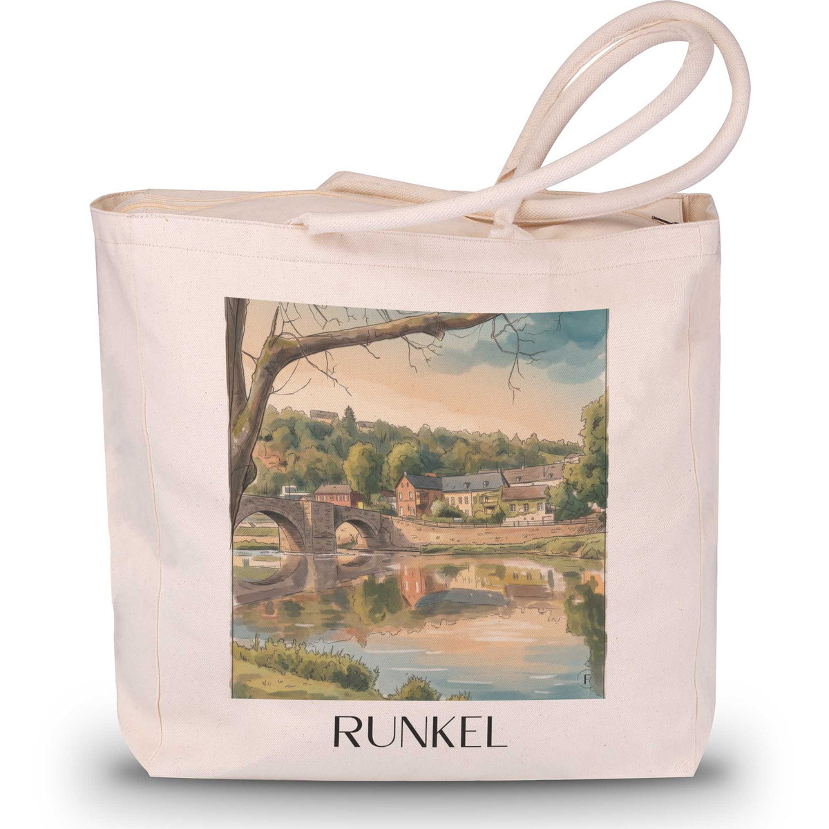runkel-hessen-deutschland-einkaufstasche-aquarell
