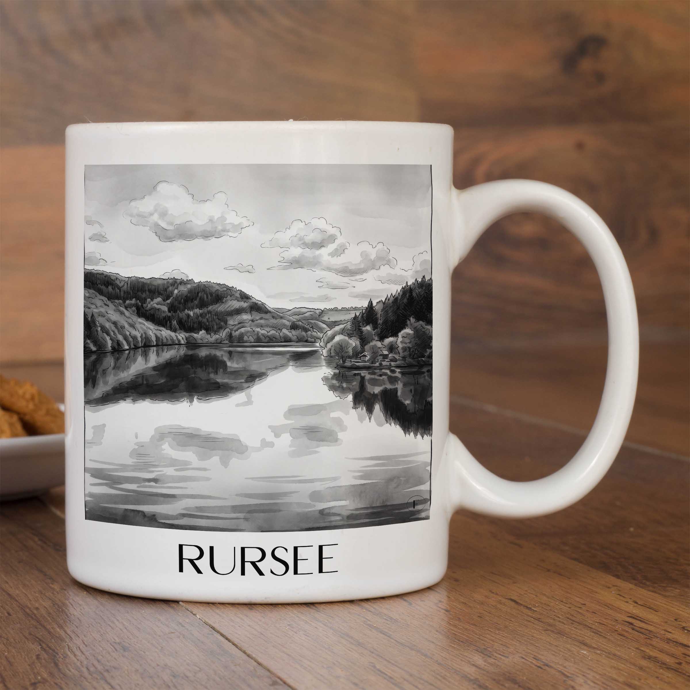 rursee-eifel-deutschland-kaffeebecher-aquarell-schwarz-weiss