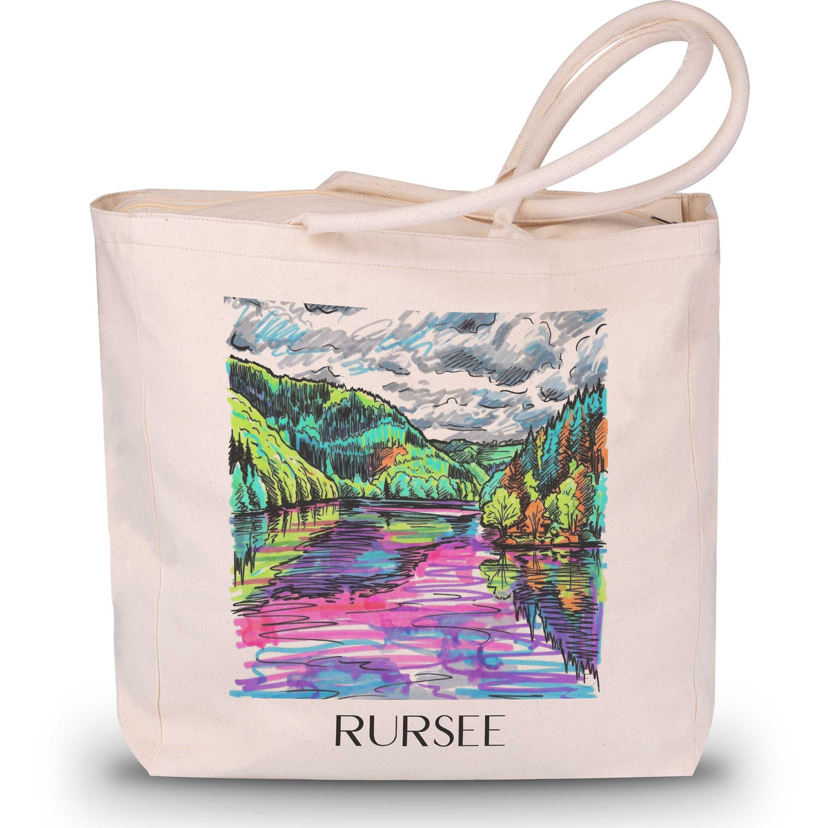 Rursee Shopping Tasche - Eifel - Deutschland Tote Bag - Einkaufstasche im Tag Graffiti Stil - favplace