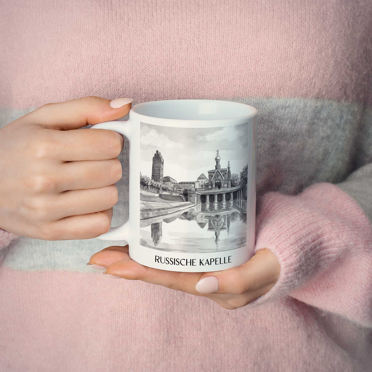 russische-kapelle-darmstadt-deutschland-kaffeebecher-aquarell-schwarz-weiss