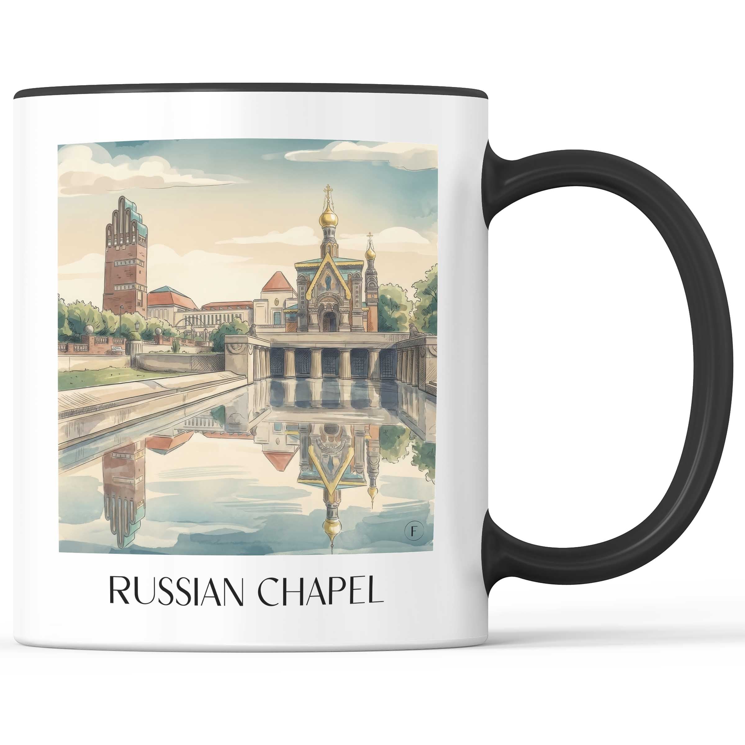 Russische Kapelle Kaffeebecher - Darmstadt - Deutschland Becher - Kaffeetasse im Aquarell Stil - favplace