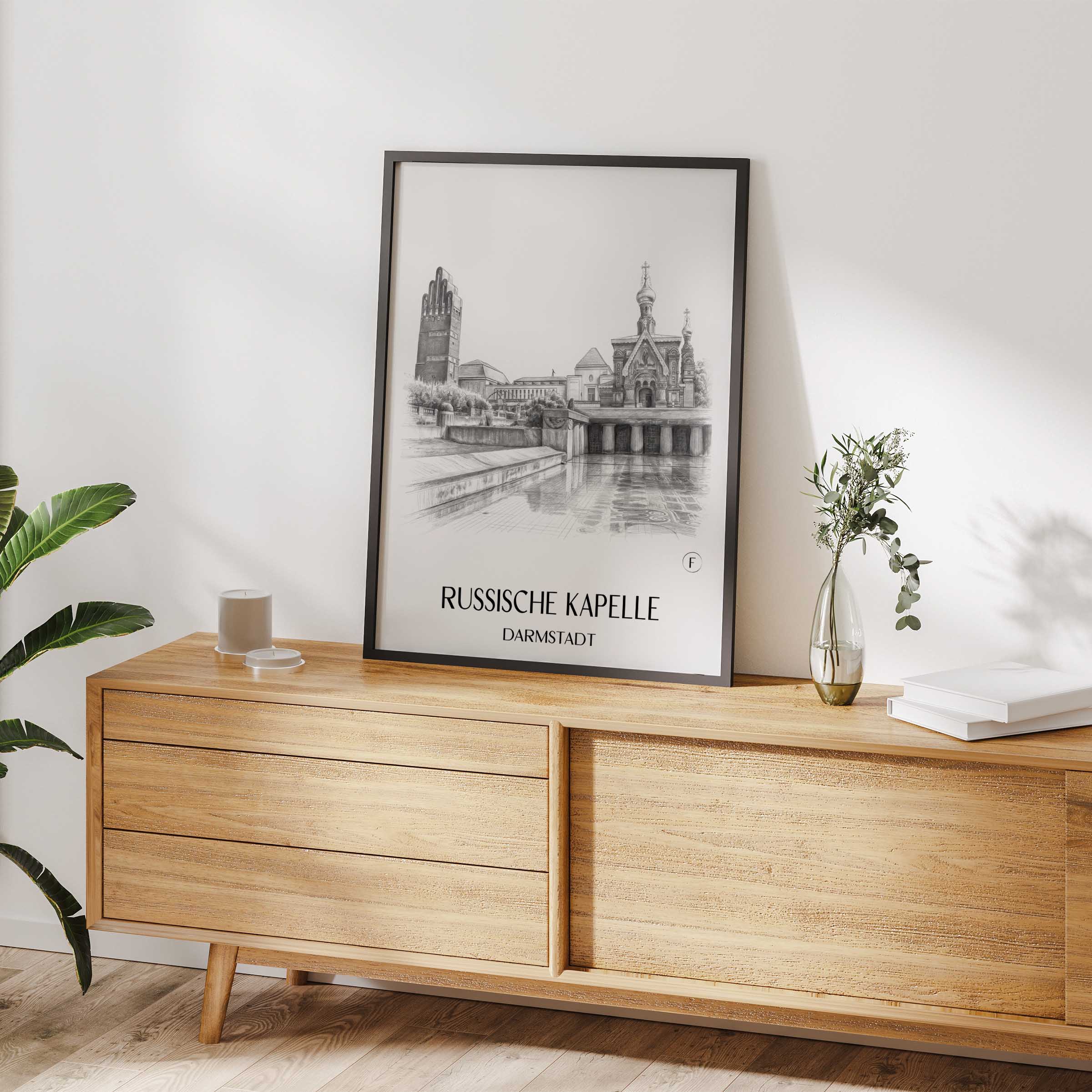 russische-kapelle-darmstadt-deutschland-poster-bleistift-zeichnung-drawing