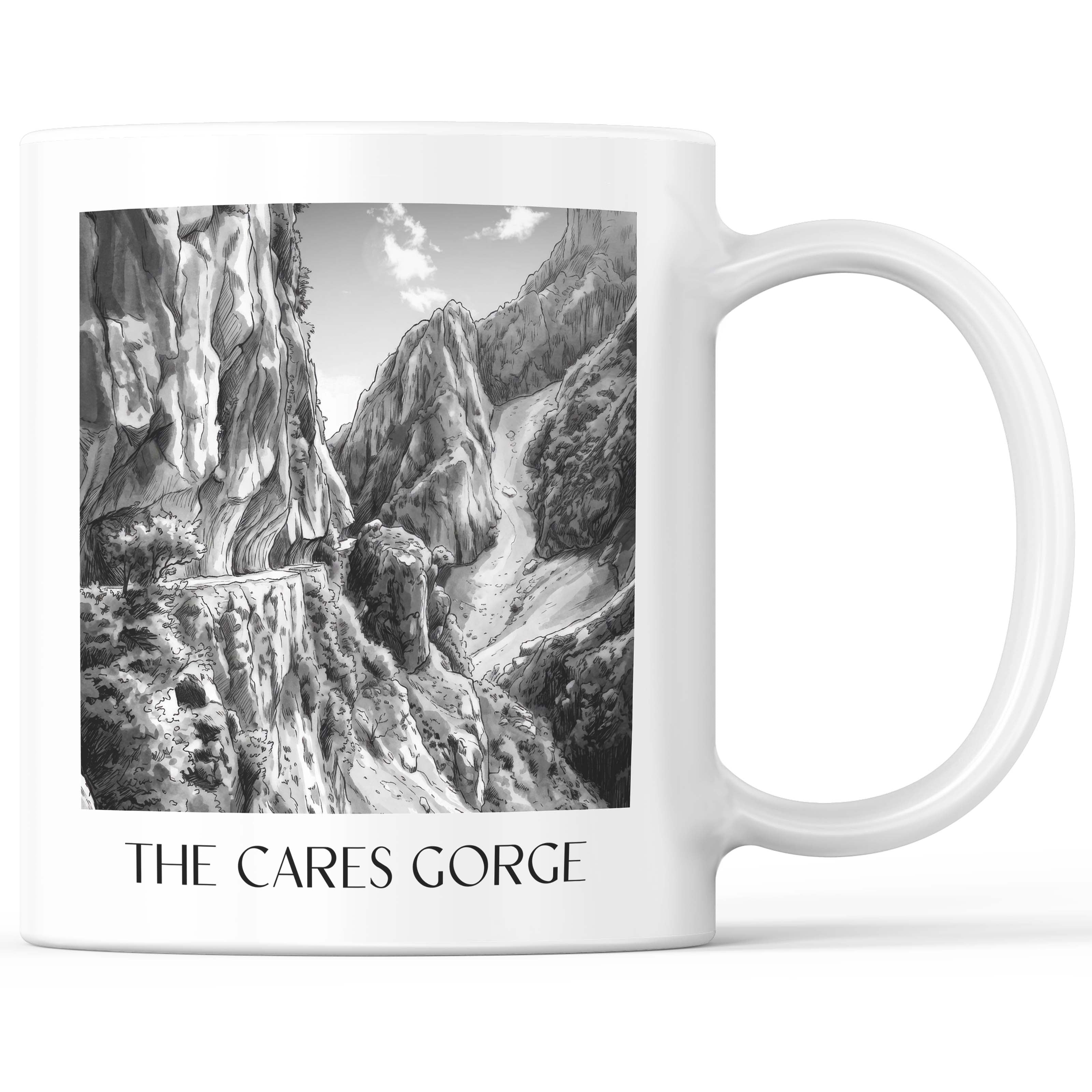 Ruta del Cares Kaffeebecher - Spanien - Spanien Becher - Kaffeetasse im Aquarell Schwarz-Weiß Stil - favplace