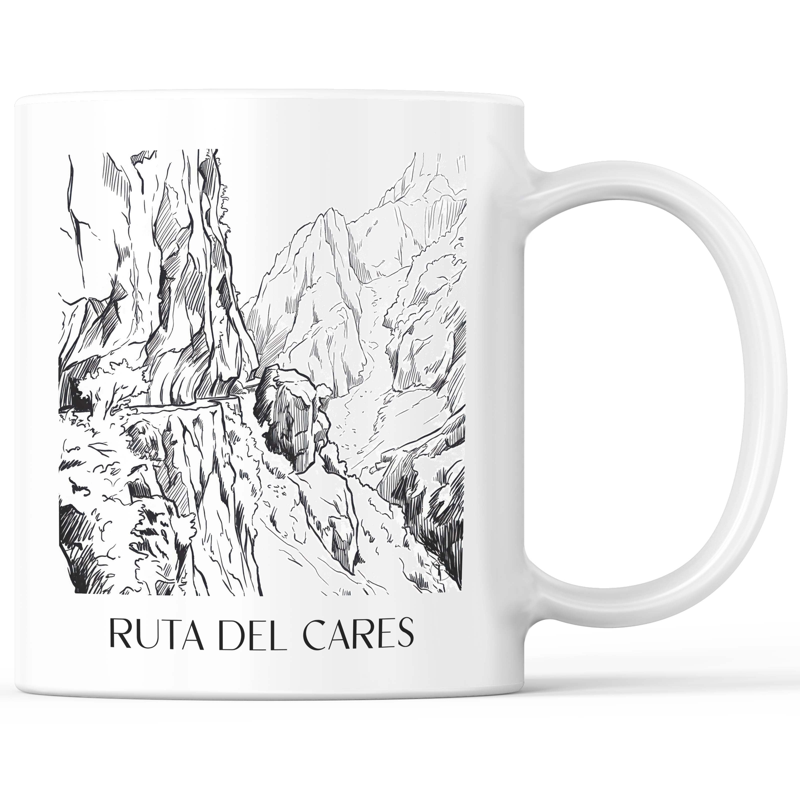 Ruta del Cares Kaffeebecher - Spanien - Spanien Becher - Kaffeetasse im Skizze Stil - favplace