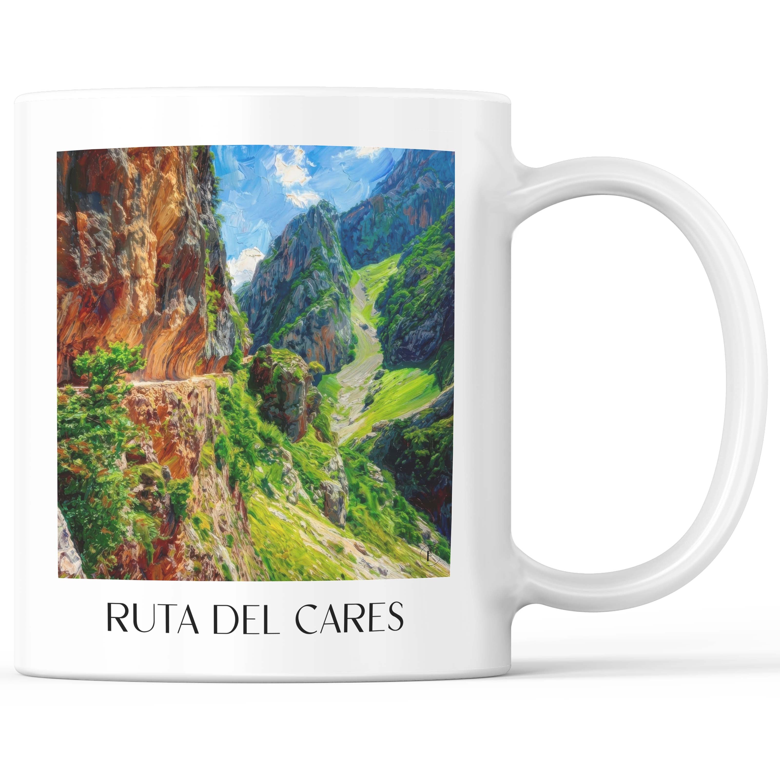 Ruta del Cares Kaffeebecher - Spanien - Spanien Becher - Kaffeetasse im Ölgemälde Stil - favplace