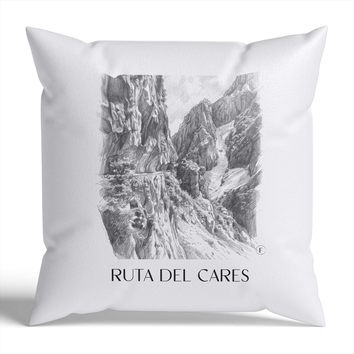 Ruta del Cares Kissenhülle - Zierkissen Bezug - Spanien - Spanien Kissen bzw. Kissenbezug im Zeichnung Stil - favplace