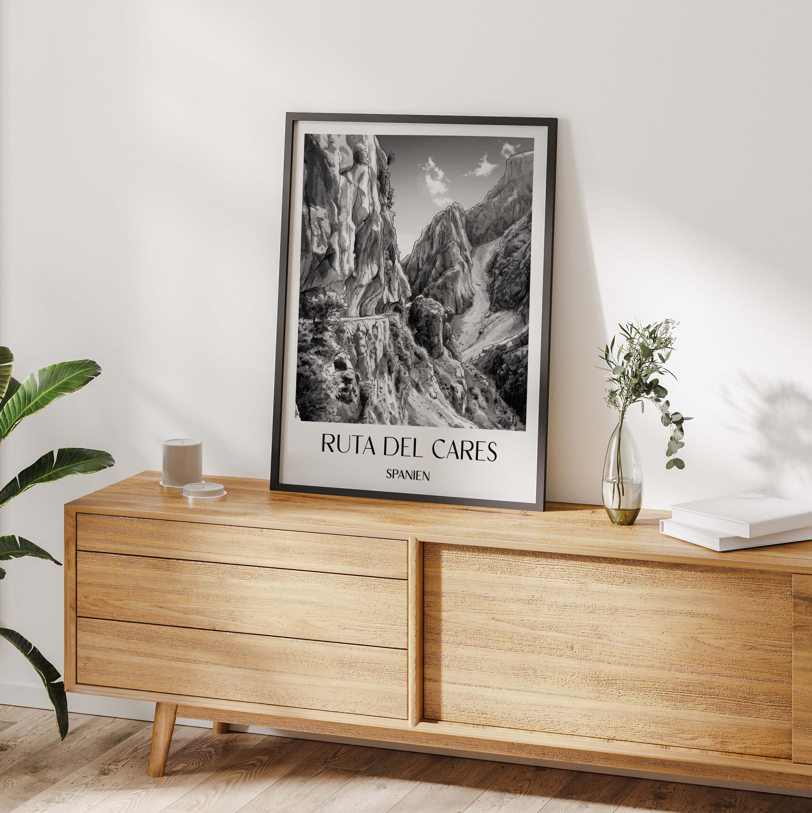 ruta-del-cares-spanien-spanien-poster-aquarell-schwarz-weiss