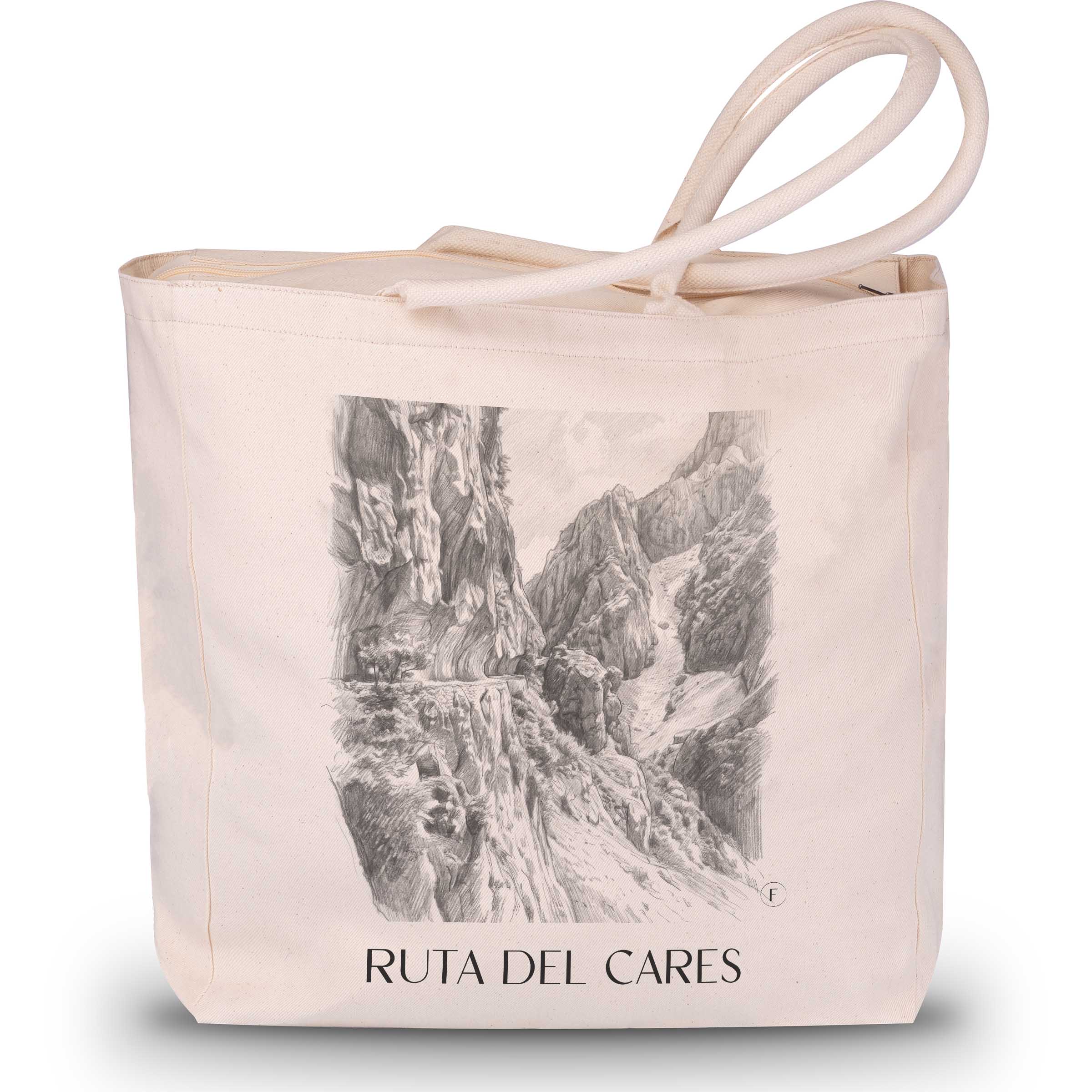 ruta-del-cares-spanien-spanien-einkaufstasche-bleistift-zeichnung-drawing