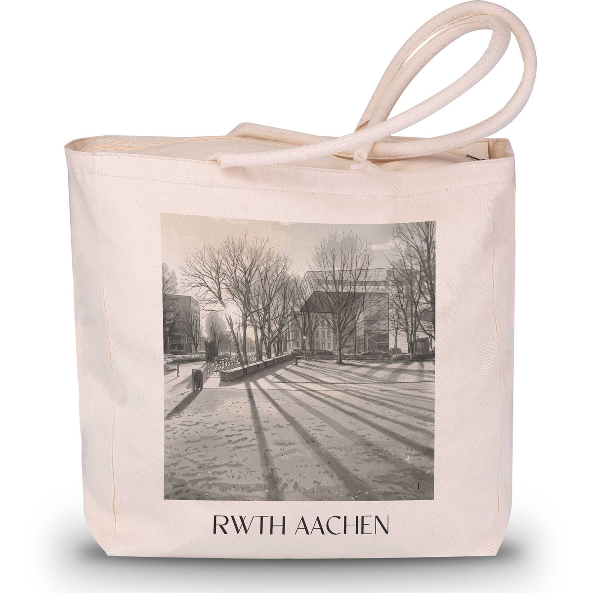 Rwth Shopping Tasche - Aachen - Deutschland Tote Bag - Einkaufstasche im Aquarell Schwarz-Weiß Stil - favplace