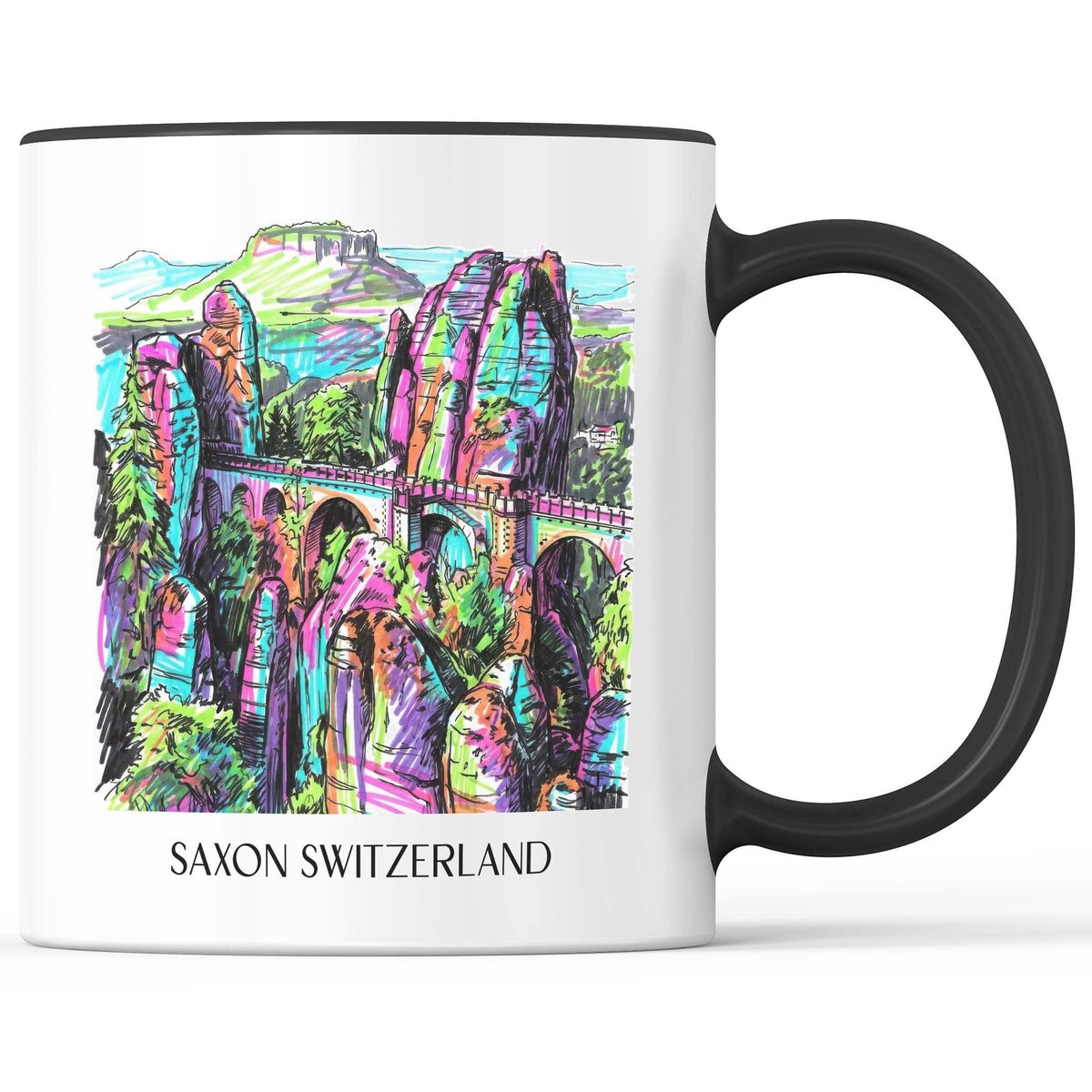 Sächsische schweiz Kaffeebecher - Dresden - Deutschland Becher - Kaffeetasse im Tag Graffiti Stil - favplace