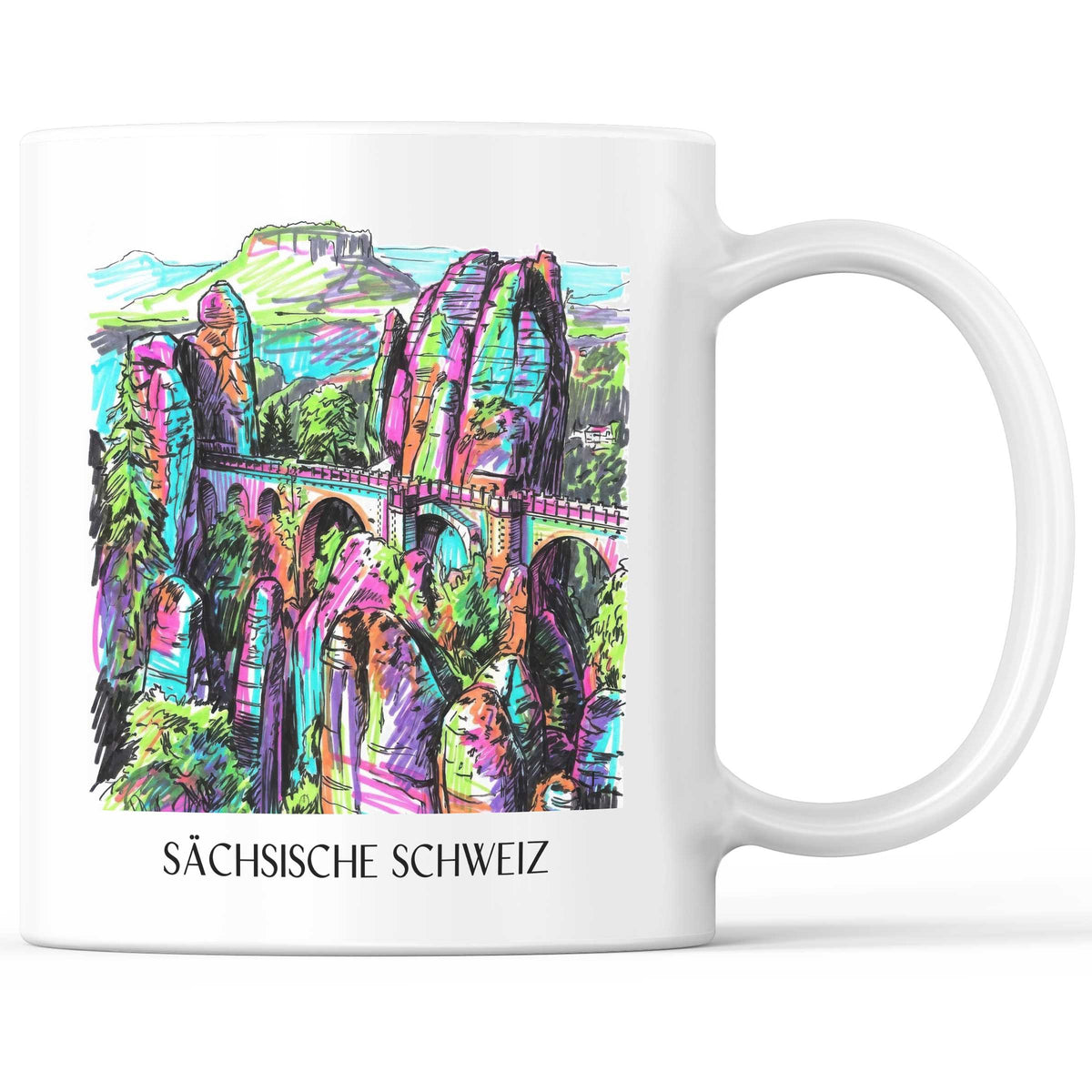 Sächsische schweiz Kaffeebecher - Dresden - Deutschland Becher - Kaffeetasse im Tag Graffiti Stil - favplace