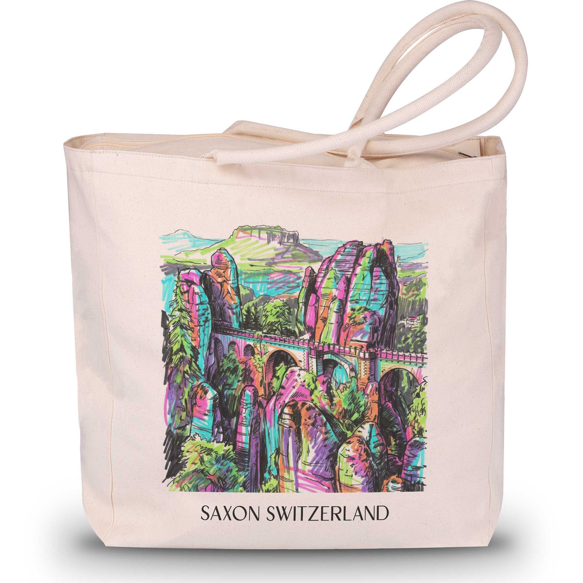 Sächsische schweiz Shopping Tasche - Dresden - Deutschland Tote Bag - Einkaufstasche im Tag Graffiti Stil - favplace