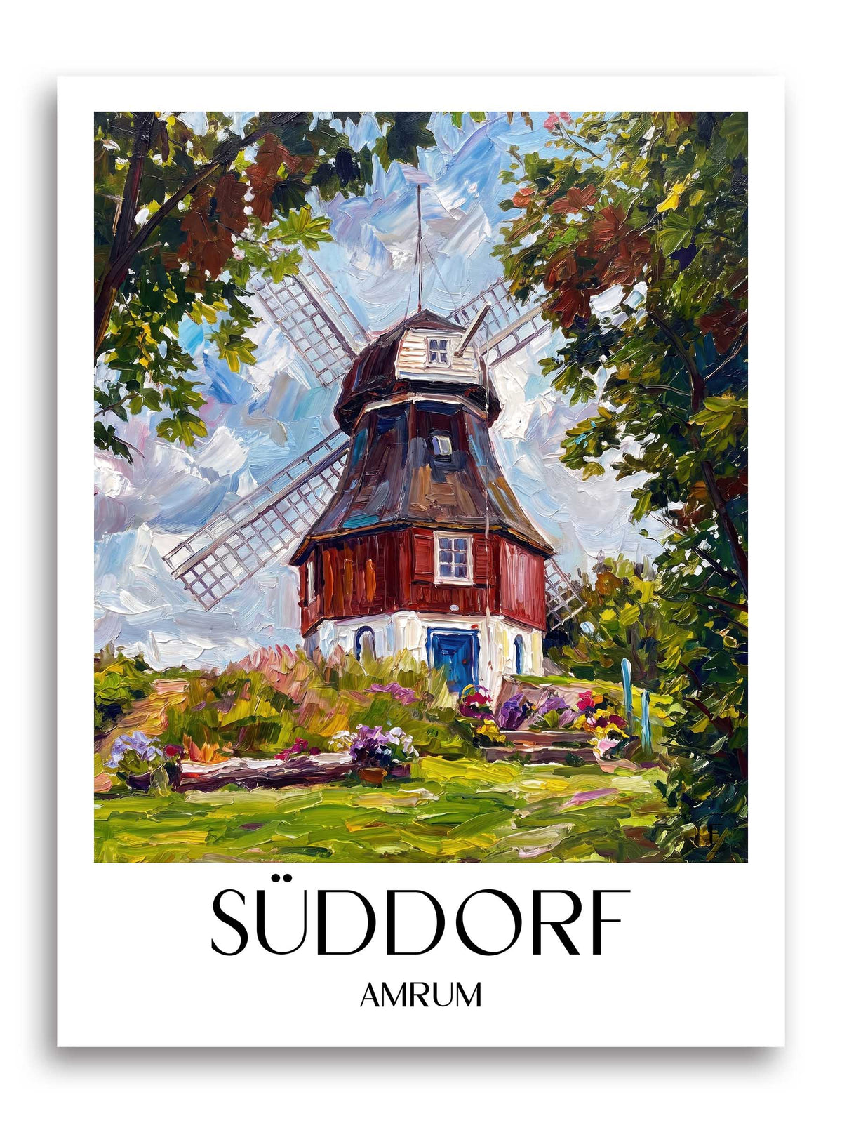 Süddorf Poster - Amrum - Deutschland Kunstdruck - Ölgemälde von A4 bis A1 - favplace