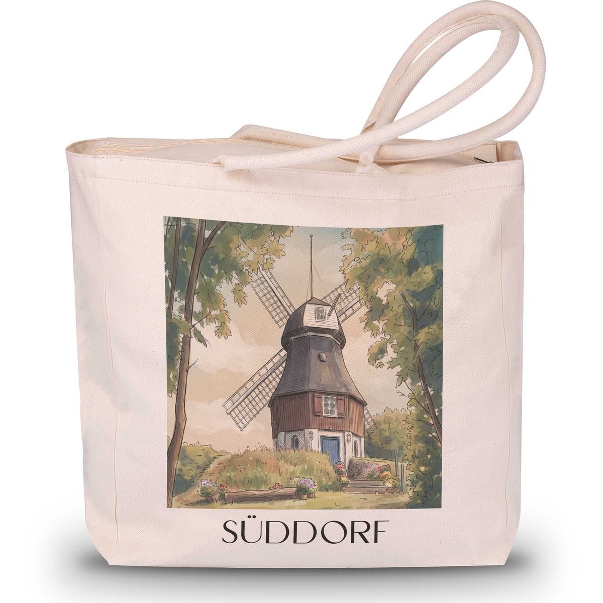 süddorf-amrum-deutschland-einkaufstasche-aquarell