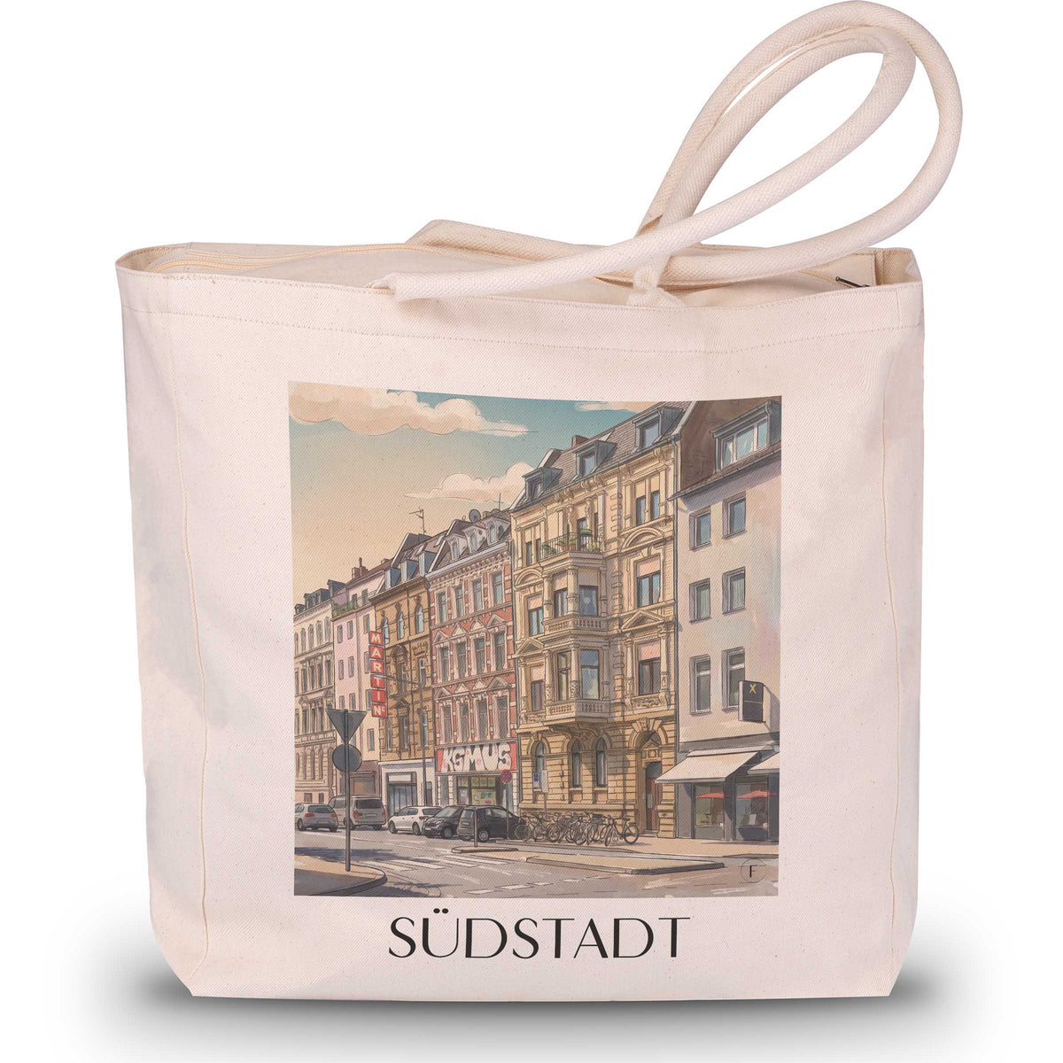 Südstadt Shopping Tasche - Köln - Deutschland Tote Bag - Einkaufstasche im Aquarell Stil - favplace