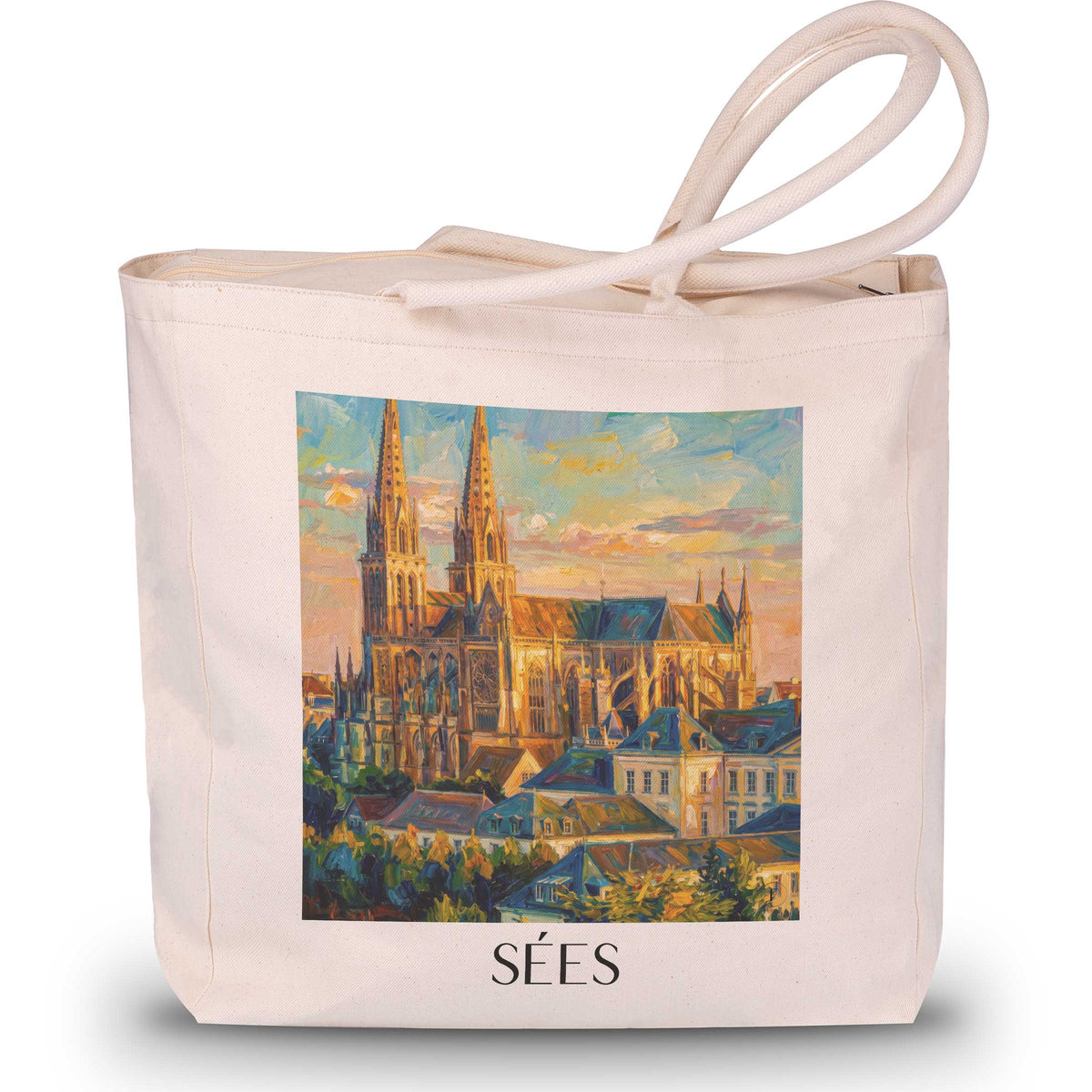 Sées Shopping Tasche - Orne - Frankreich Tote Bag - Einkaufstasche im Ölgemälde Stil