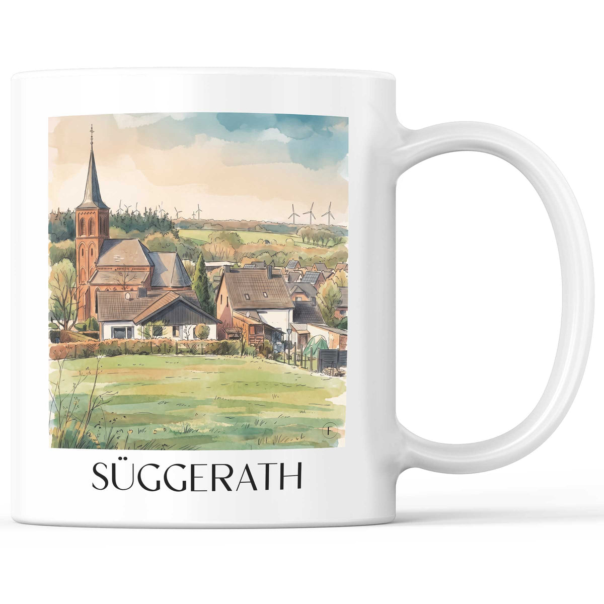Süggerath Kaffeebecher - Niederrhein - Deutschland Becher - Kaffeetasse im Aquarell Stil