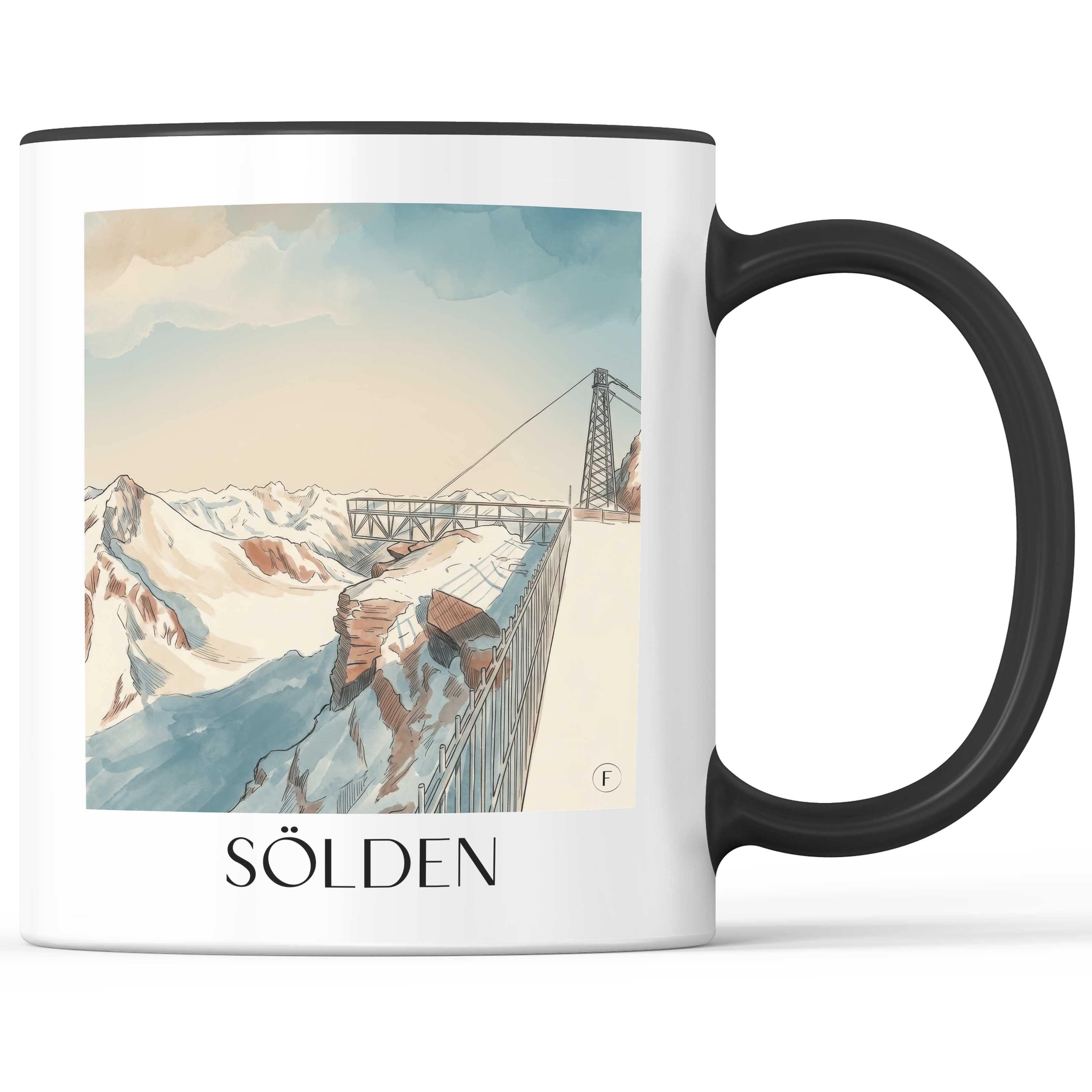 Sölden Kaffeebecher - Österreich - Österreich Becher - Kaffeetasse im Aquarell Stil - favplace