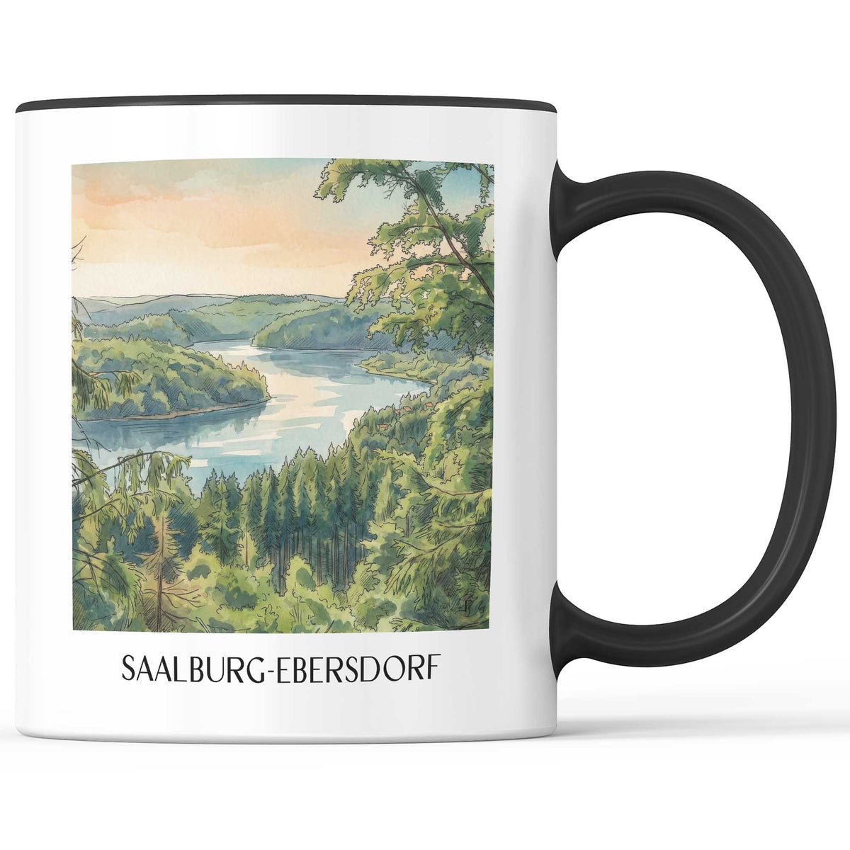 saalburg-ebersdorf-thüringer-schiefergebirge-deutschland-kaffeebecher-aquarell