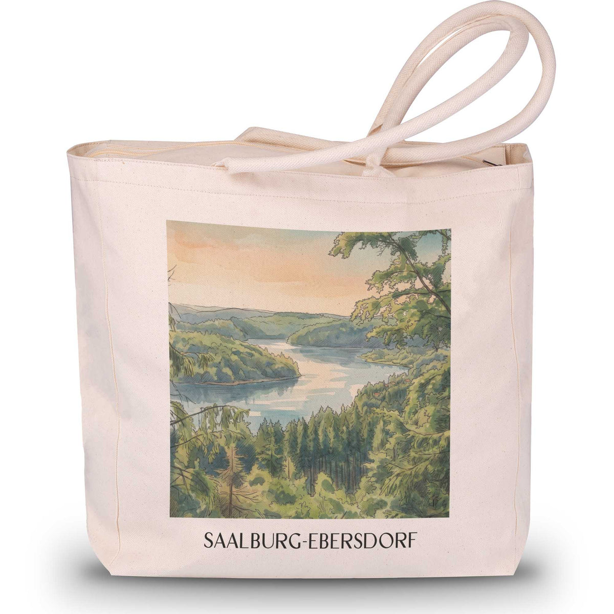 Saalburg-Ebersdorf Shopping Tasche - Thüringer Schiefergebirge - Deutschland Tote Bag - Einkaufstasche im Aquarell Stil - favplace
