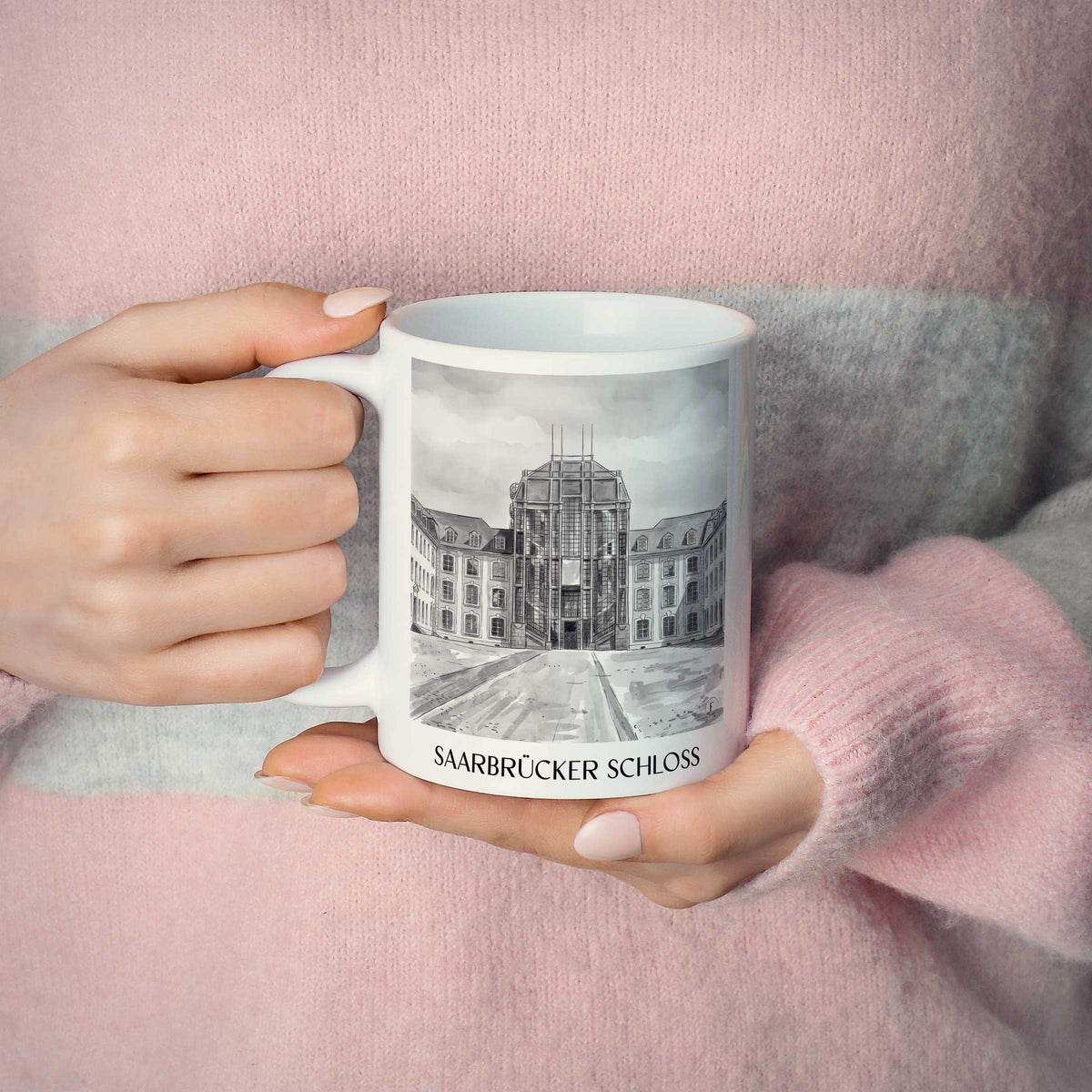 saarbrücker-schloss-saarland-deutschland-kaffeebecher-aquarell-schwarz-weiss