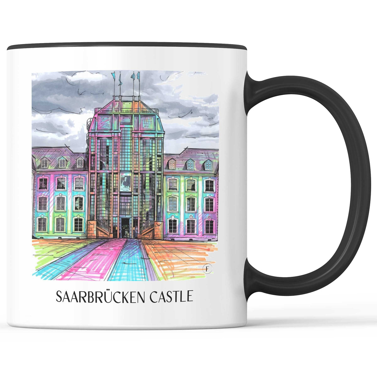 Saarbrücker Schloss Kaffeebecher - Saarland - Deutschland Becher - Kaffeetasse im Tag Graffiti Stil - favplace