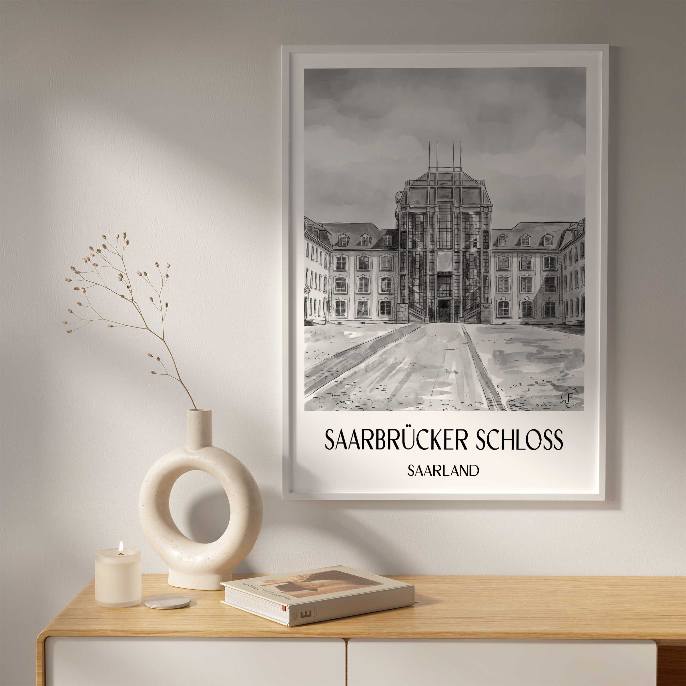 saarbrücker-schloss-saarland-deutschland-poster-aquarell-schwarz-weiss
