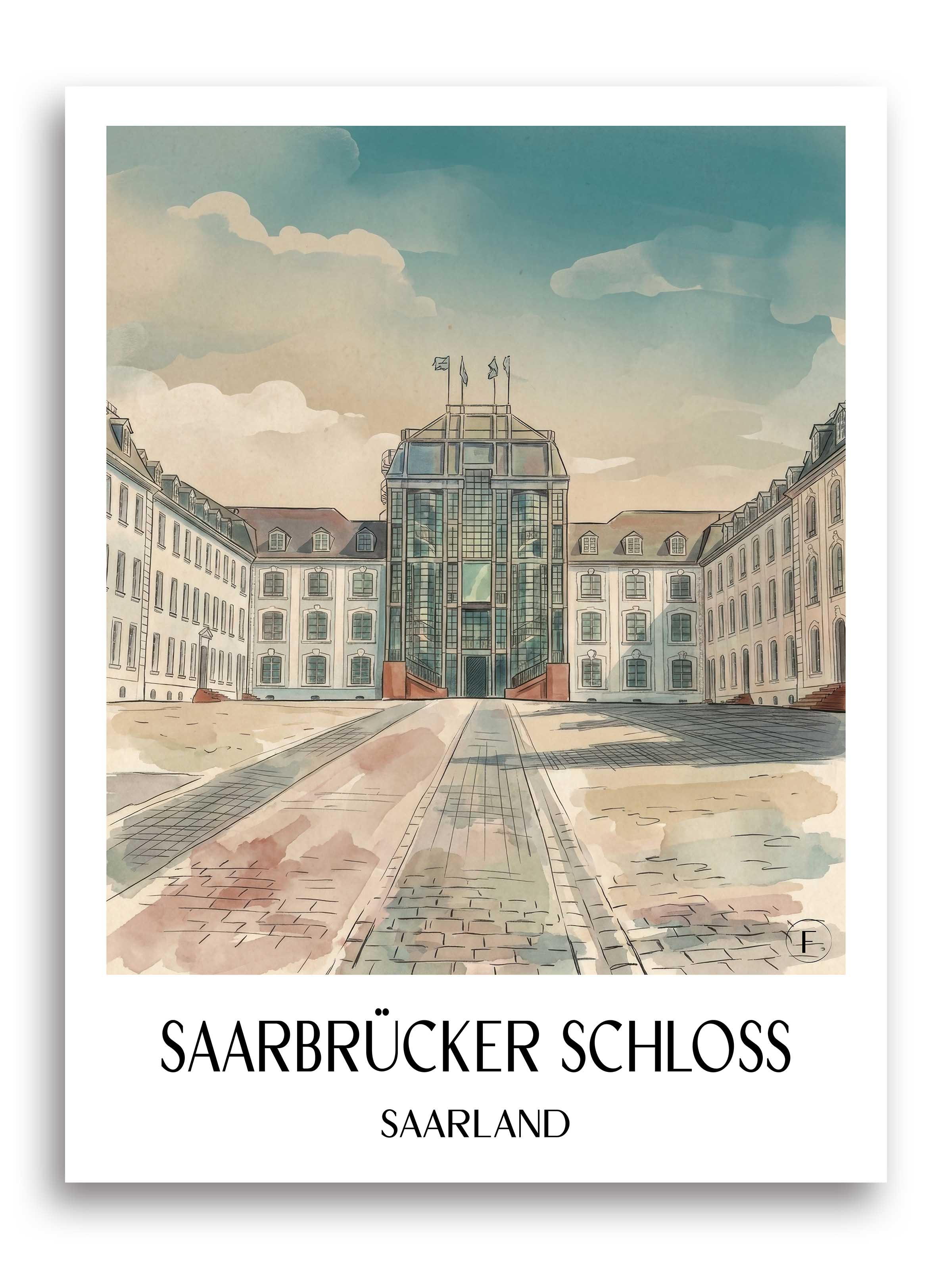 saarbrücker-schloss-saarland-deutschland-poster-aquarell