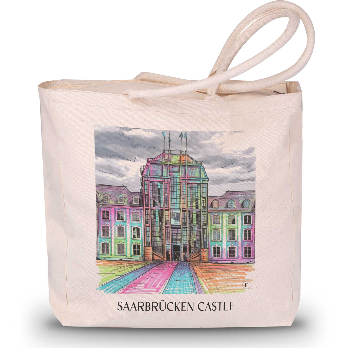 Saarbrücker Schloss Shopping Tasche - Saarland - Deutschland Tote Bag - Einkaufstasche im Tag Graffiti Stil - favplace