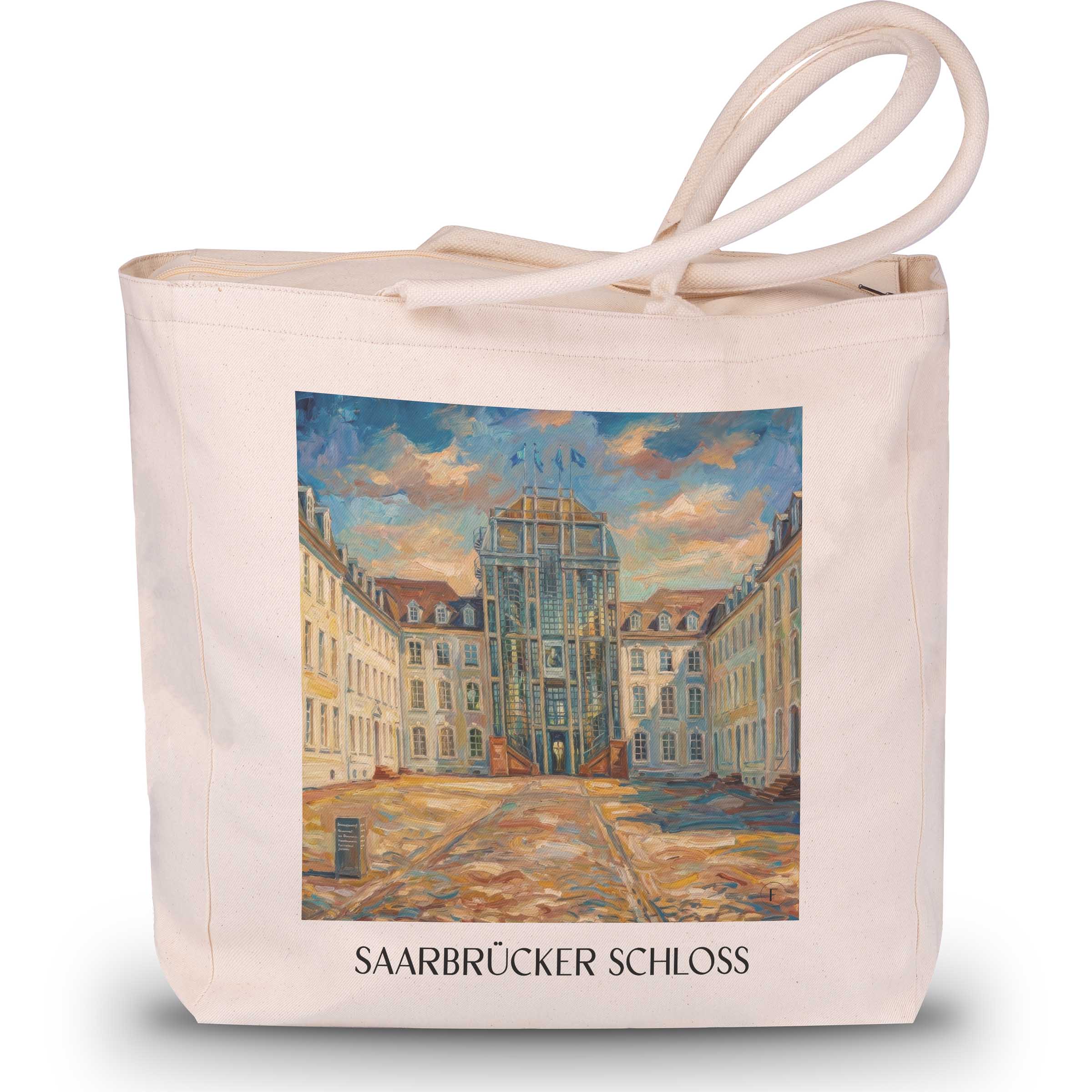 saarbrücker-schloss-saarland-deutschland-einkaufstasche-oil-painting-oelgemaelde