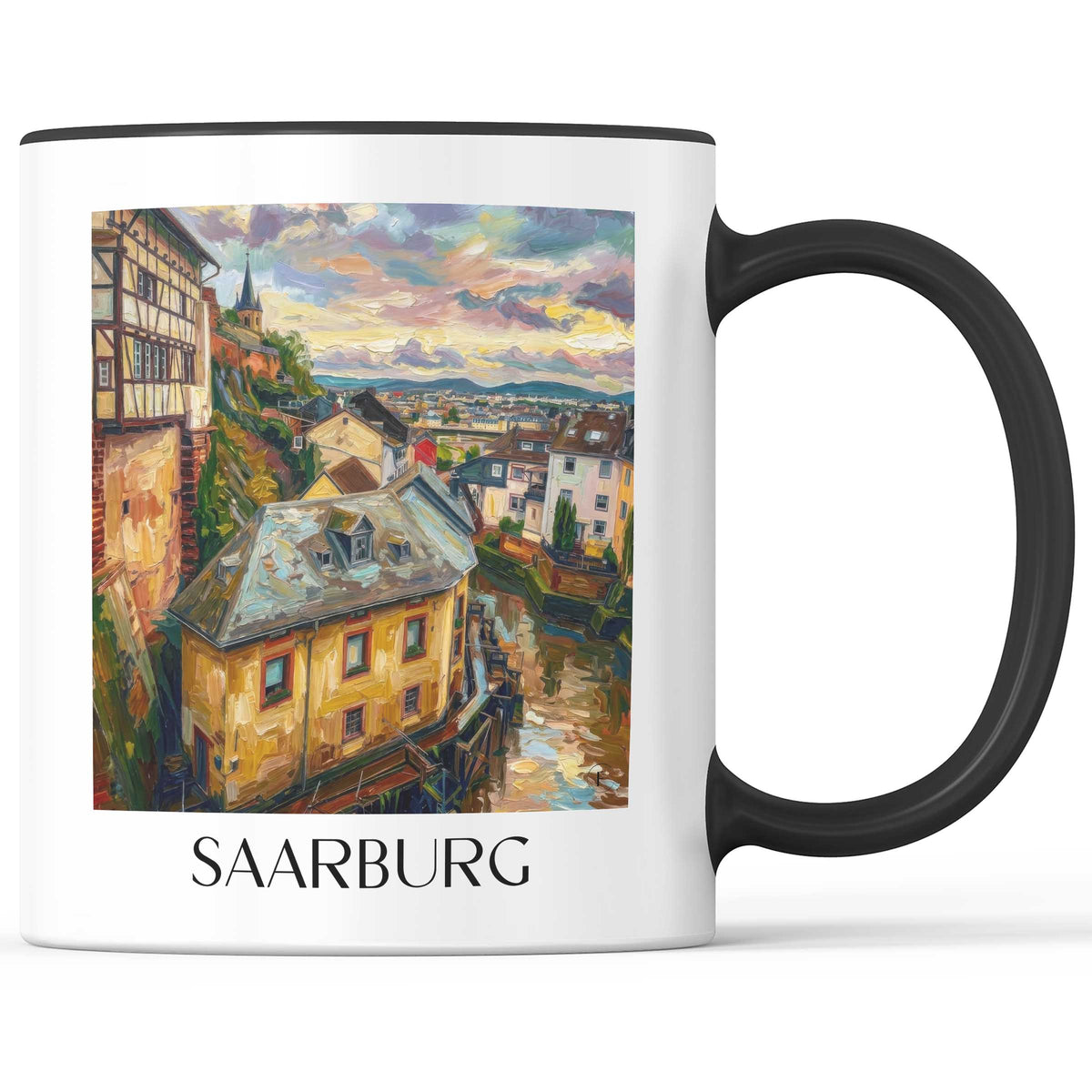 Saarburg Kaffeebecher - Saartal - Deutschland Becher - Kaffeetasse im Ölgemälde Stil - favplace