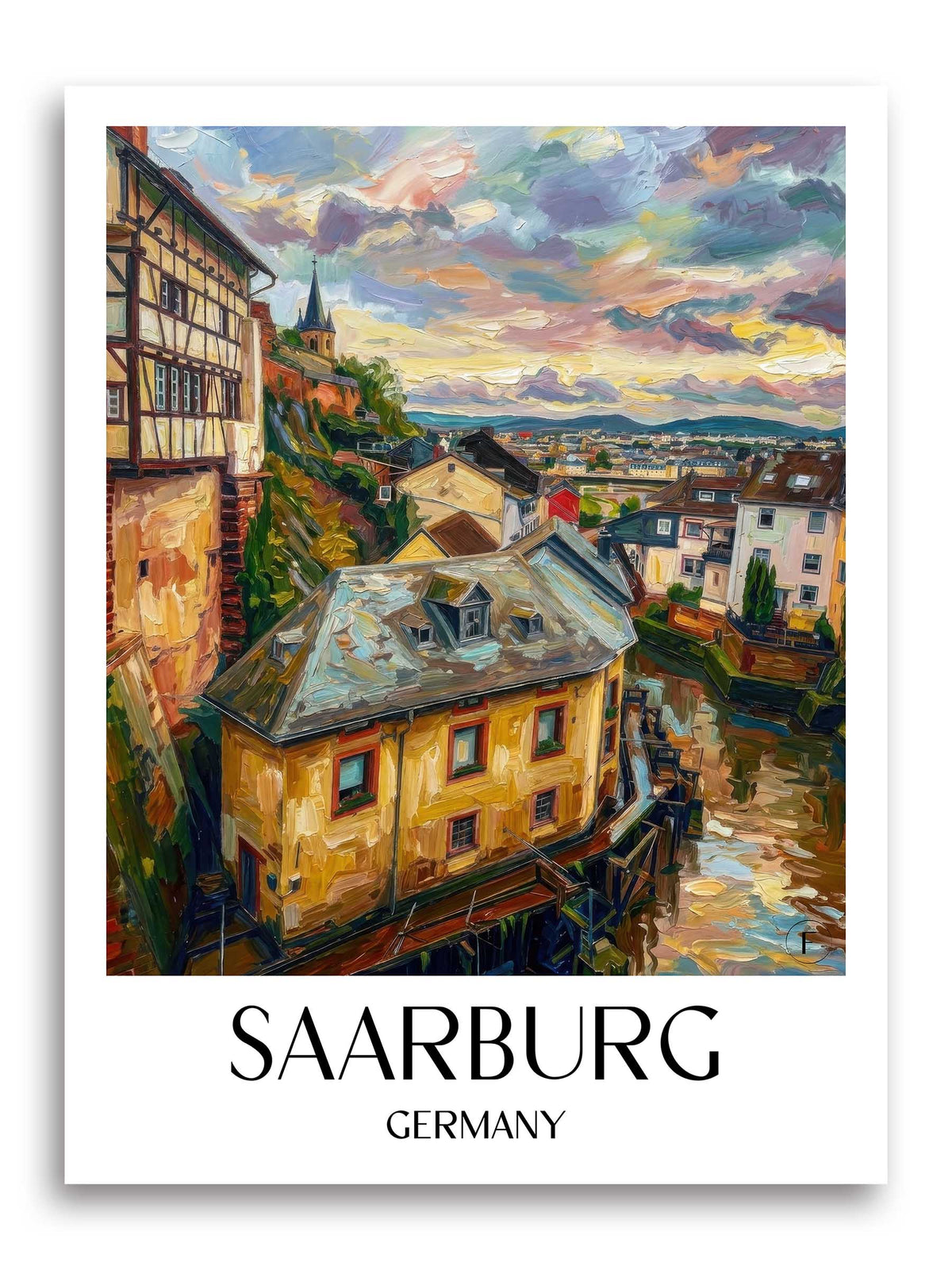 Saarburg Poster - Saartal - Deutschland Kunstdruck - Ölgemälde von A4 bis A1 - favplace