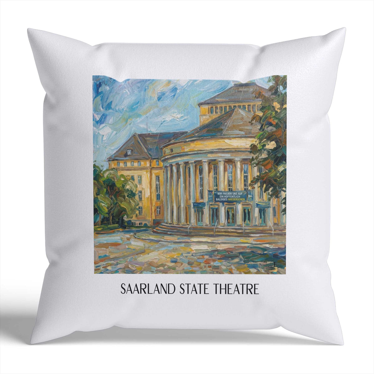 Saarländisches Staatstheater Kissenhülle - Zierkissen Bezug - Saarbrücken - Deutschland Kissen bzw. Kissenbezug im Ölgemälde Stil - favplace