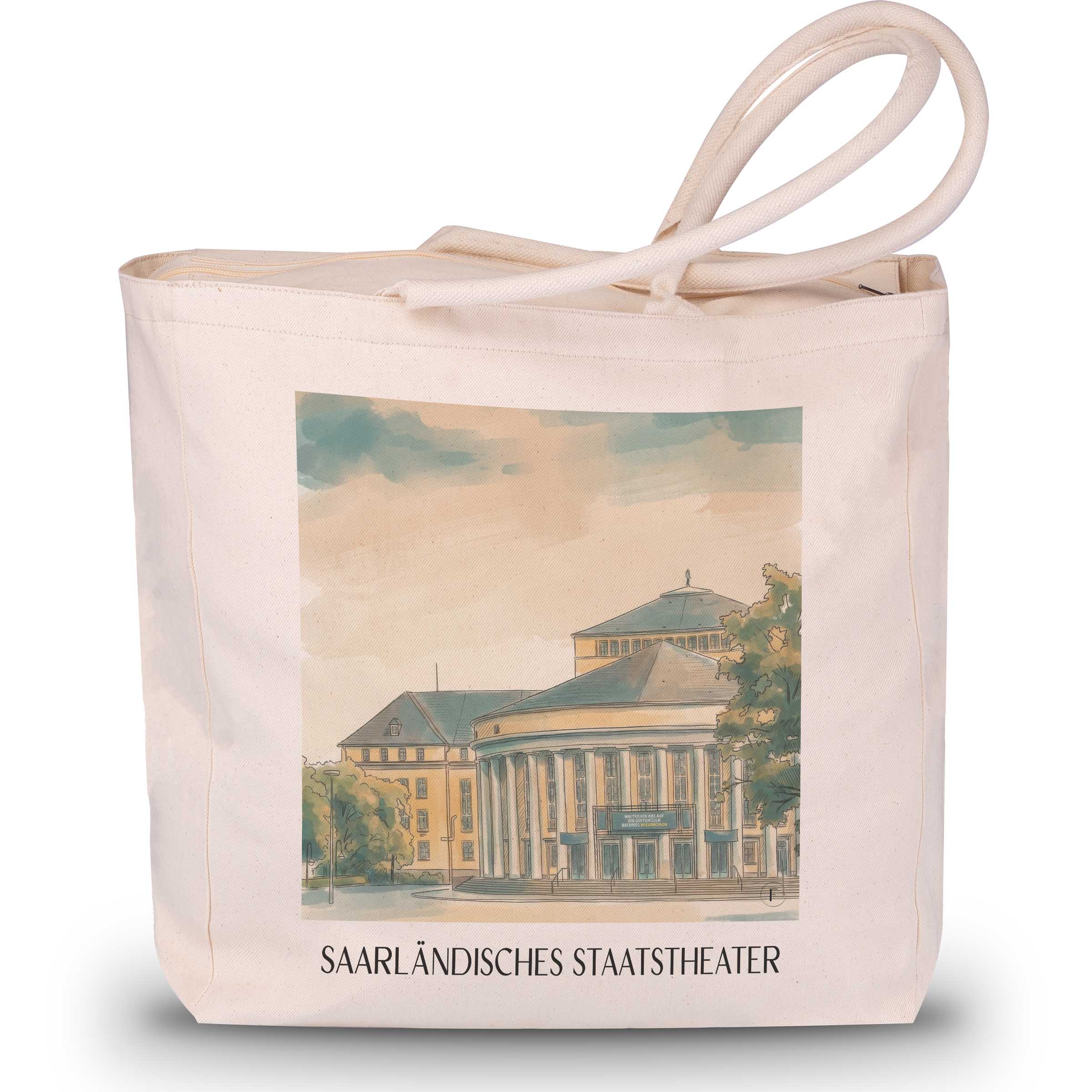 saarländisches-staatstheater-saarbrücken-deutschland-einkaufstasche-aquarell