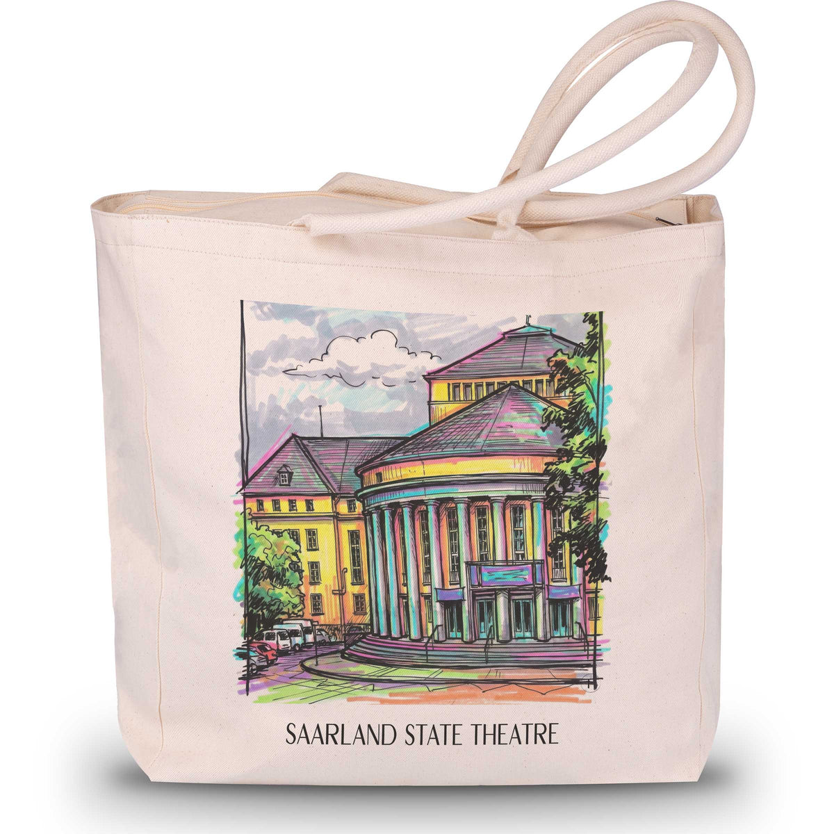 Saarländisches Staatstheater Shopping Tasche - Saarbrücken - Deutschland Tote Bag - Einkaufstasche im Tag Graffiti Stil - favplace