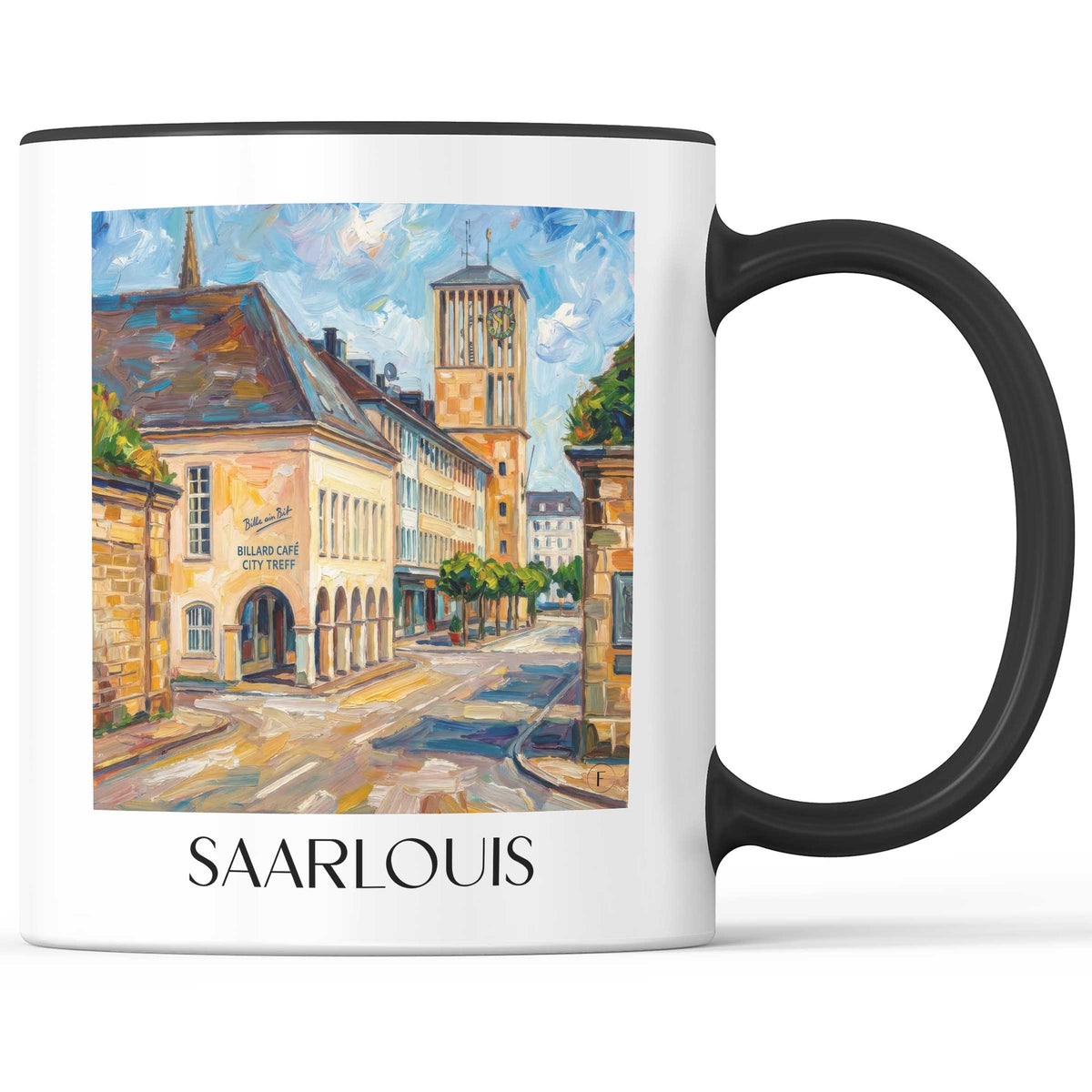 Saarlouis Kaffeebecher - Saartal - Deutschland Becher - Kaffeetasse im Ölgemälde Stil - favplace