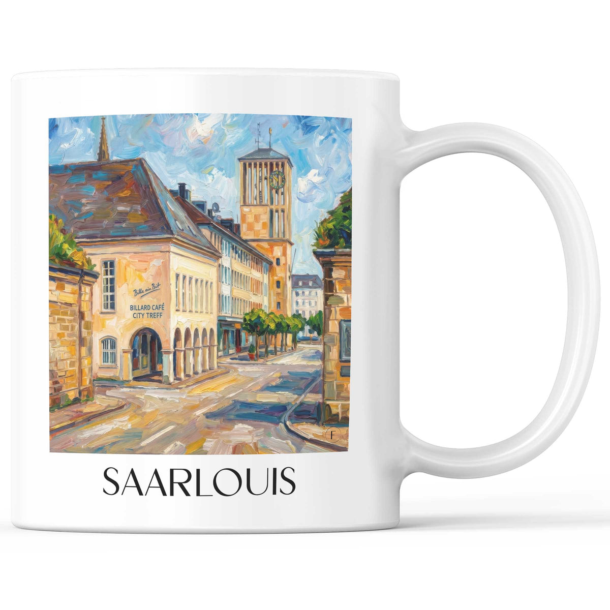Saarlouis Kaffeebecher - Saartal - Deutschland Becher - Kaffeetasse im Ölgemälde Stil - favplace