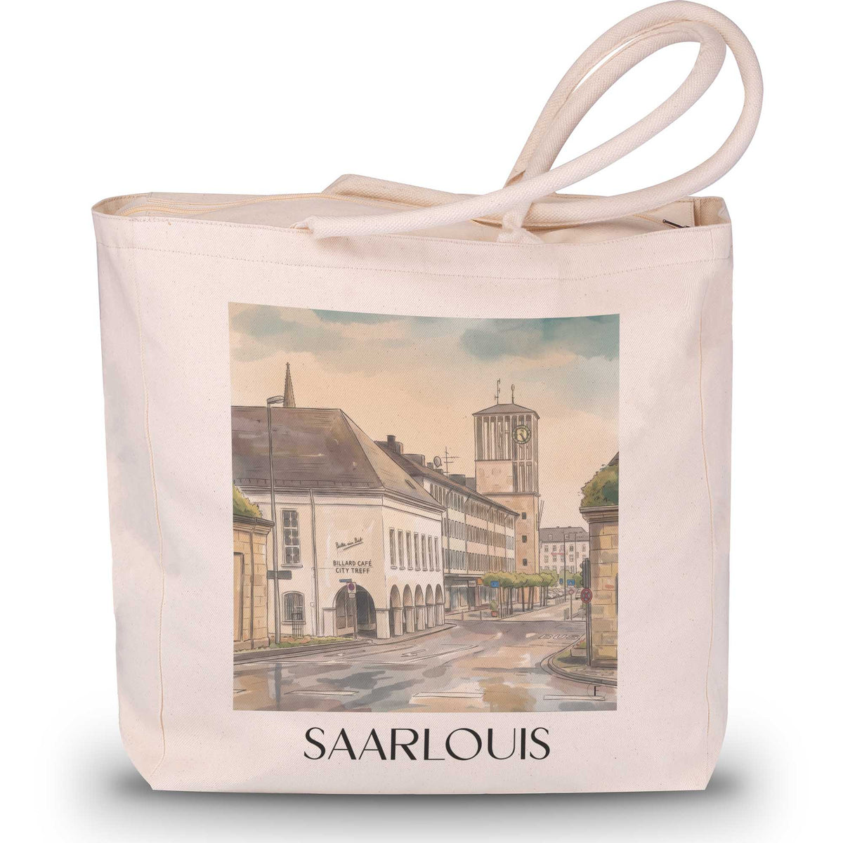 Saarlouis Shopping Tasche - Saartal - Deutschland Tote Bag - Einkaufstasche im Aquarell Stil - favplace