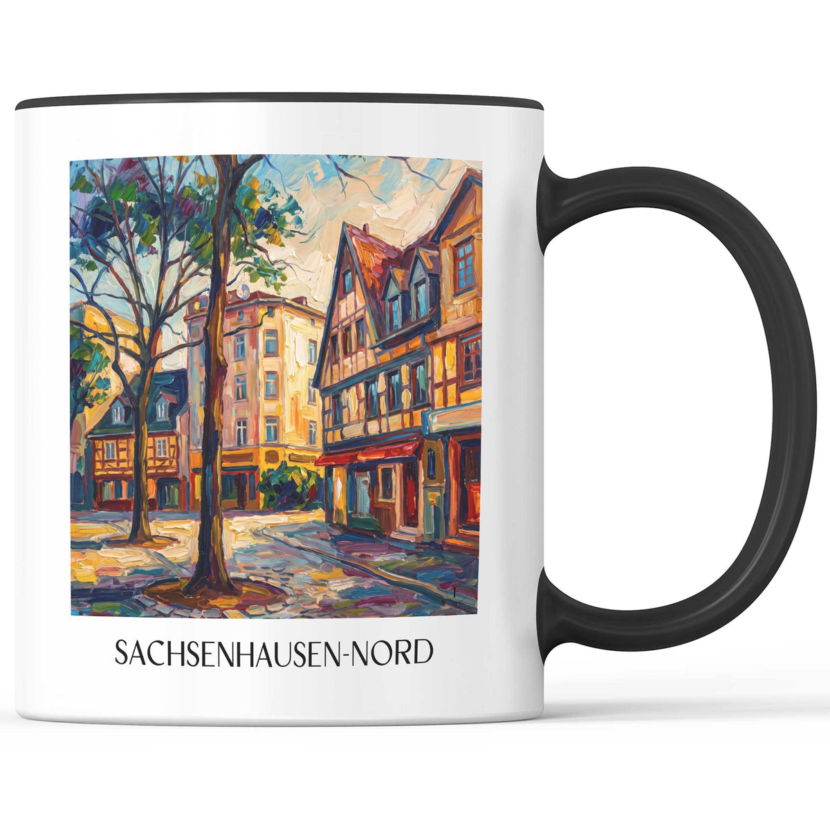 Sachsenhausen-Nord Kaffeebecher - Frankfurt - Deutschland Becher - Kaffeetasse im Ölgemälde Stil