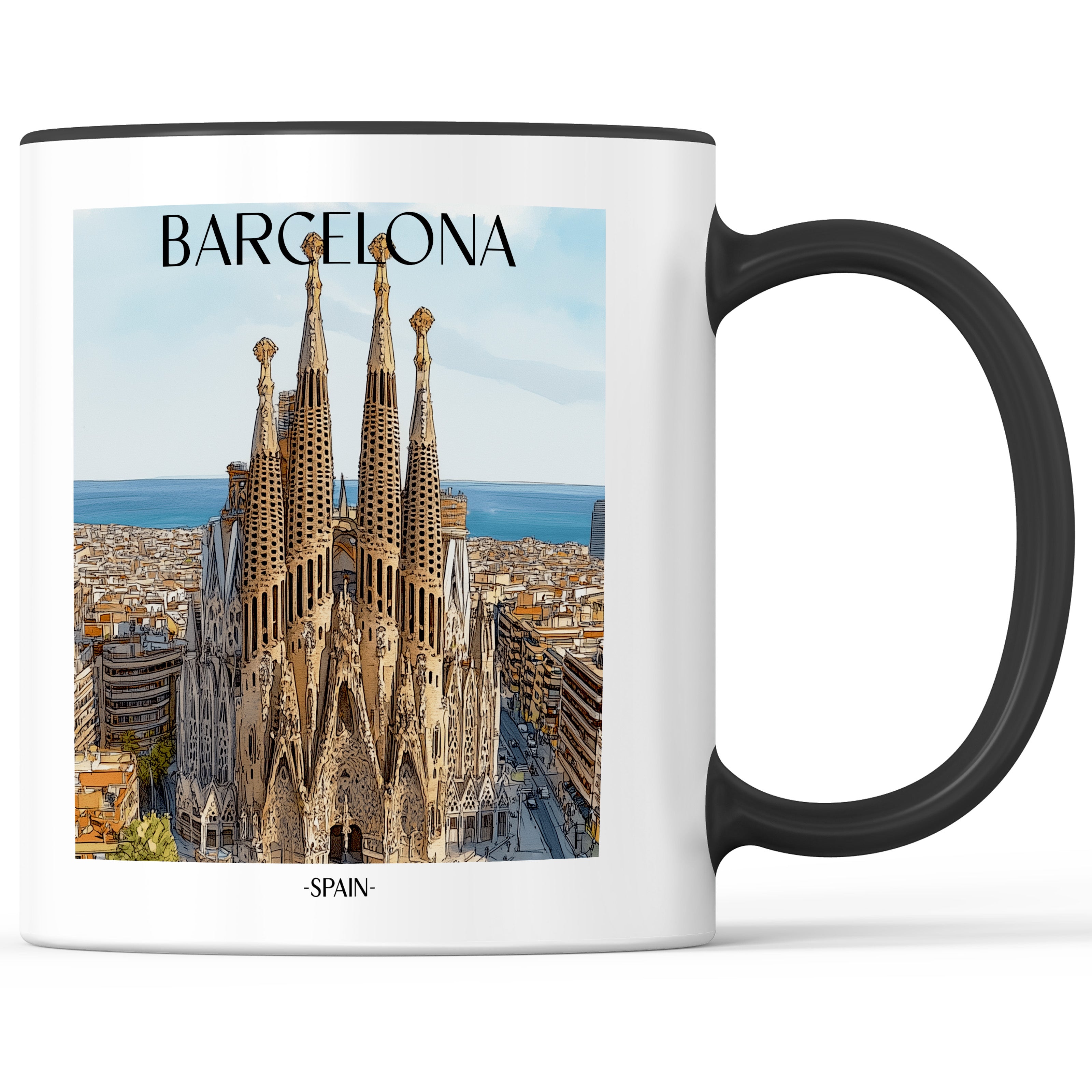 Sagrada Familia Kaffeebecher - Barcelona - Spanien Becher - Kaffeetasse im Aquarell Stil - favplace