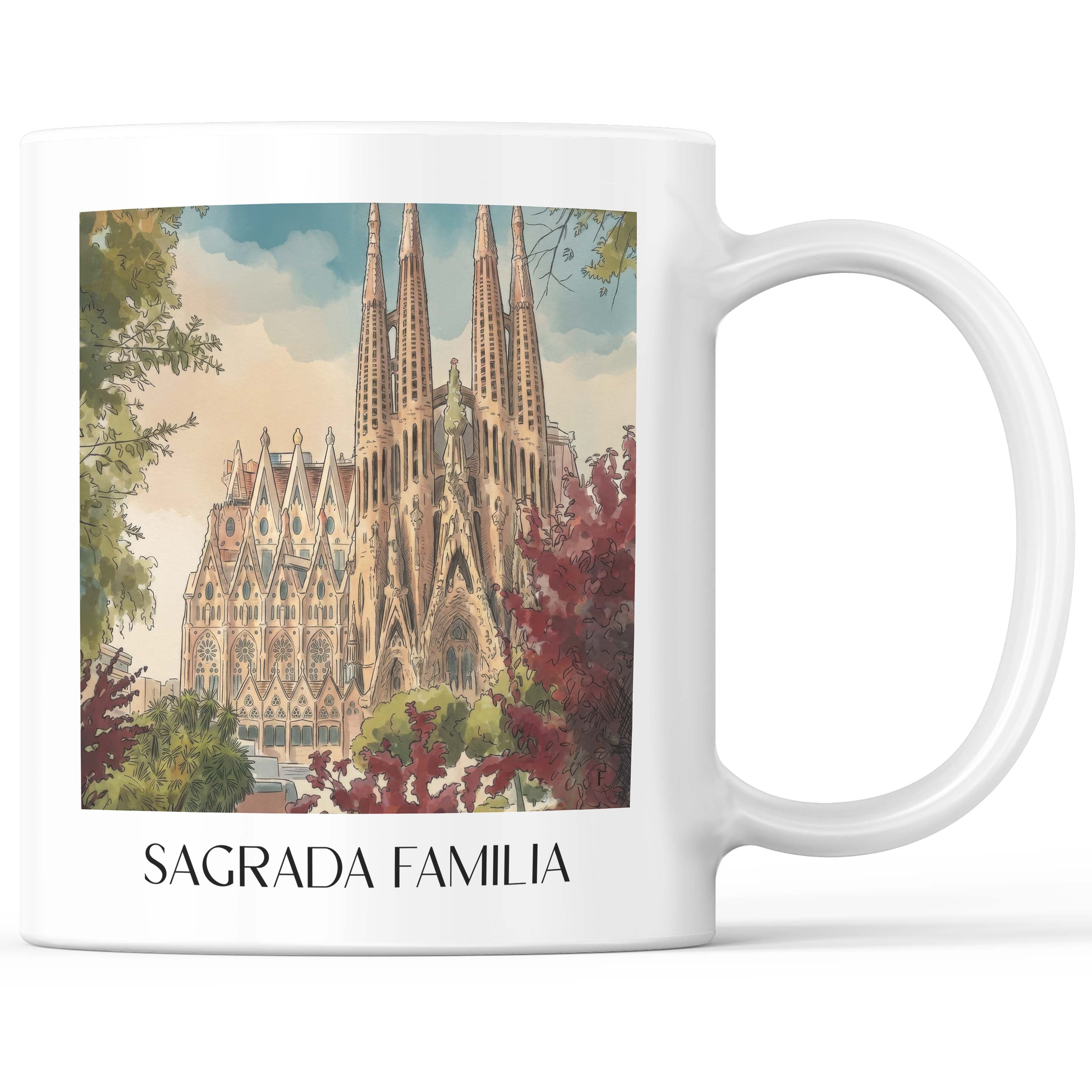Sagrada Familia Kaffeebecher - Barcelona - Spanien Becher - Kaffeetasse im Aquarell Stil - favplace