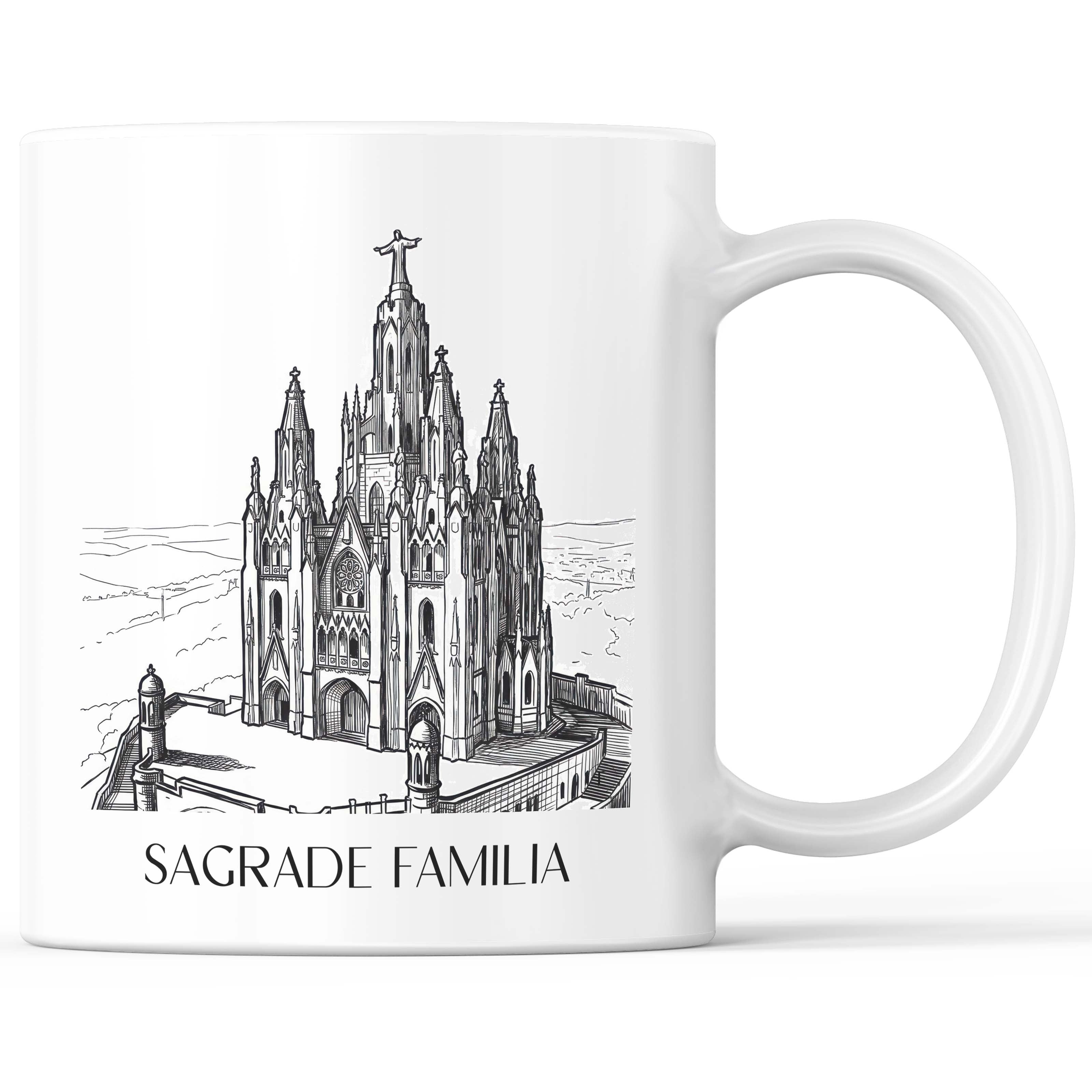 Sagrada Familia Kaffeebecher - Barcelona - Spanien Becher - Kaffeetasse im Skizze Stil - favplace