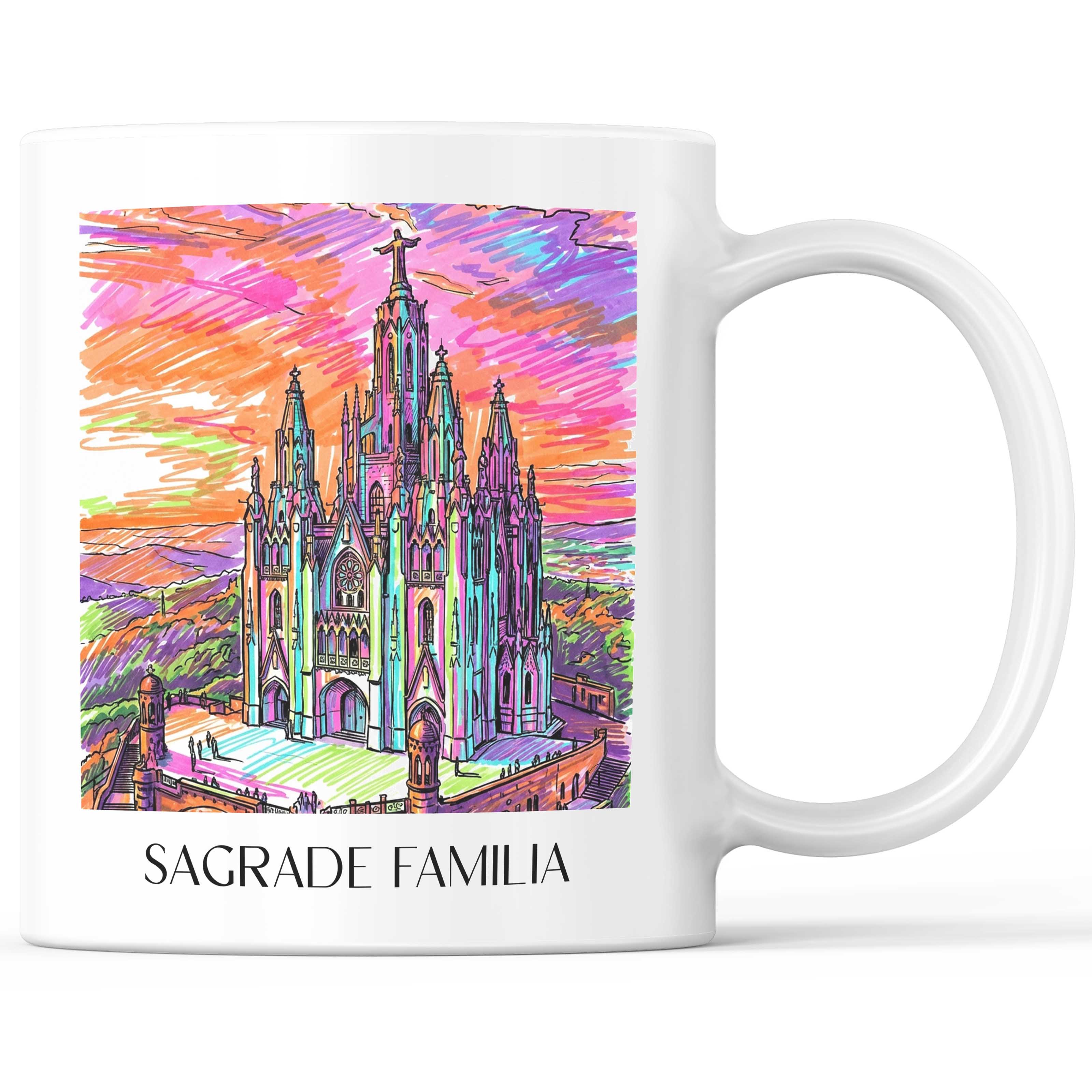 Sagrada Familia Kaffeebecher - Barcelona - Spanien Becher - Kaffeetasse im Tag Graffiti Stil - favplace