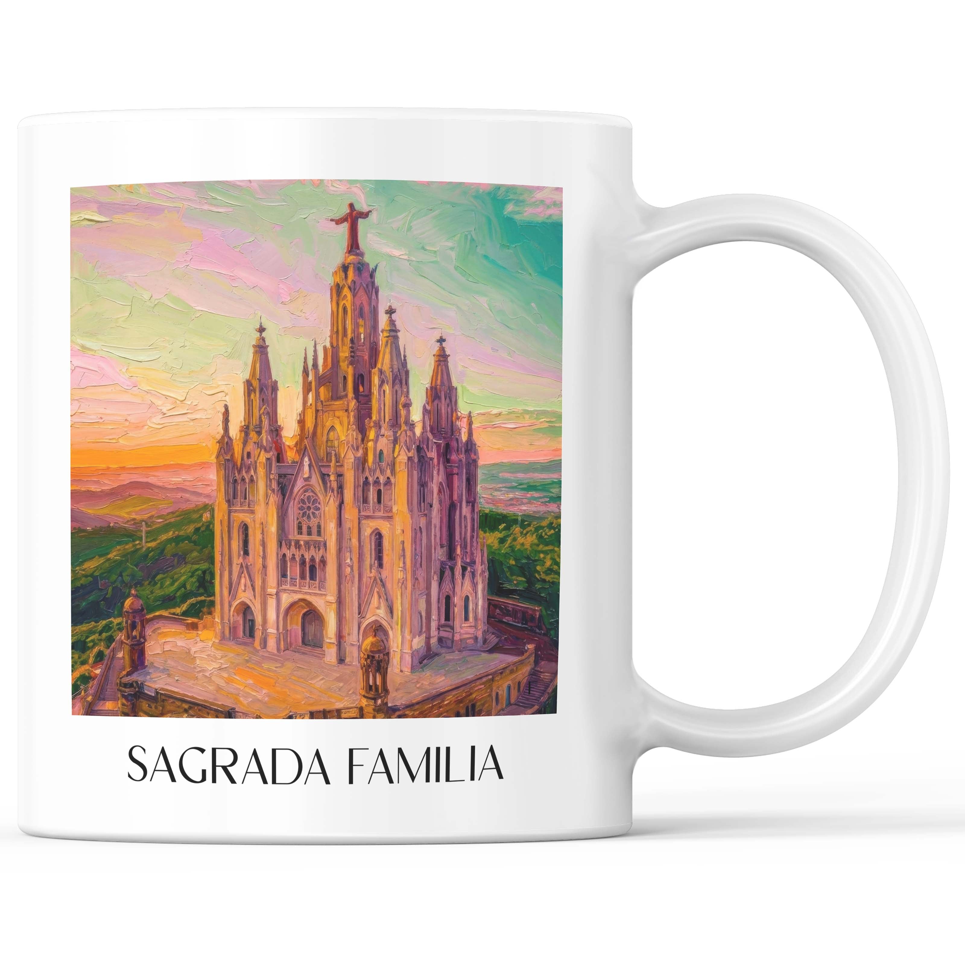 Sagrada Familia Kaffeebecher - Barcelona - Spanien Becher - Kaffeetasse im Ölgemälde Stil - favplace