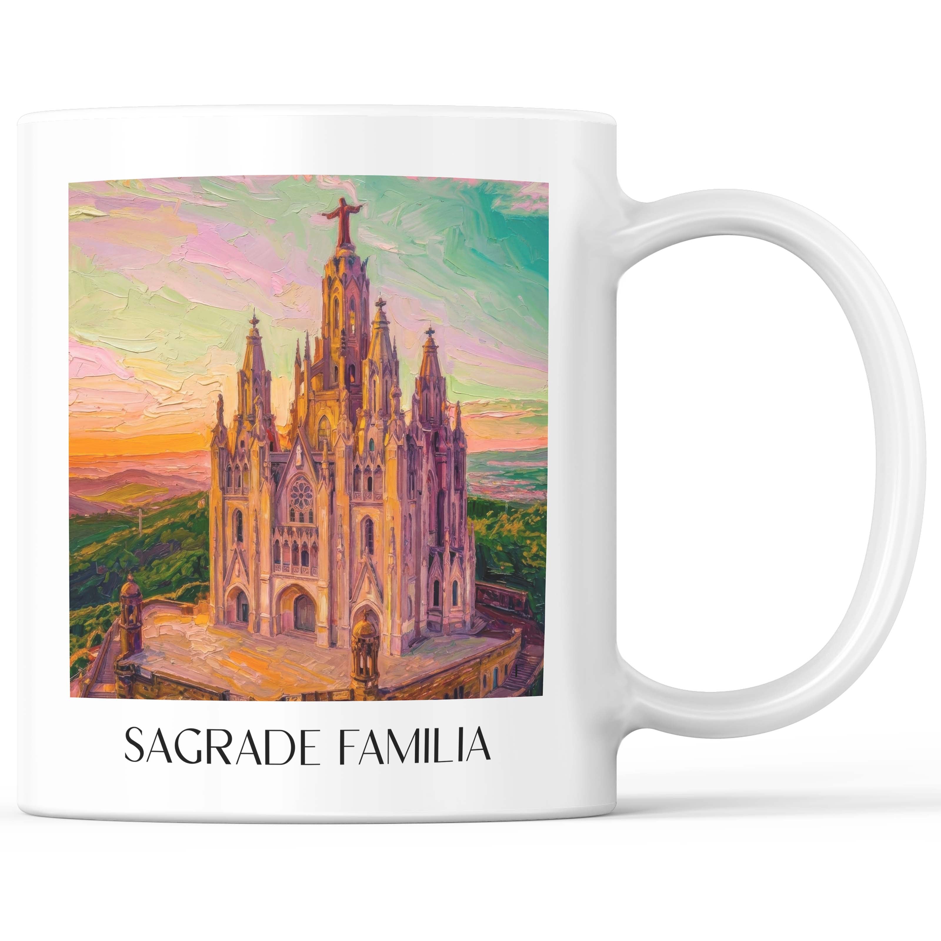 Sagrada Familia Kaffeebecher - Barcelona - Spanien Becher - Kaffeetasse im Ölgemälde Stil - favplace