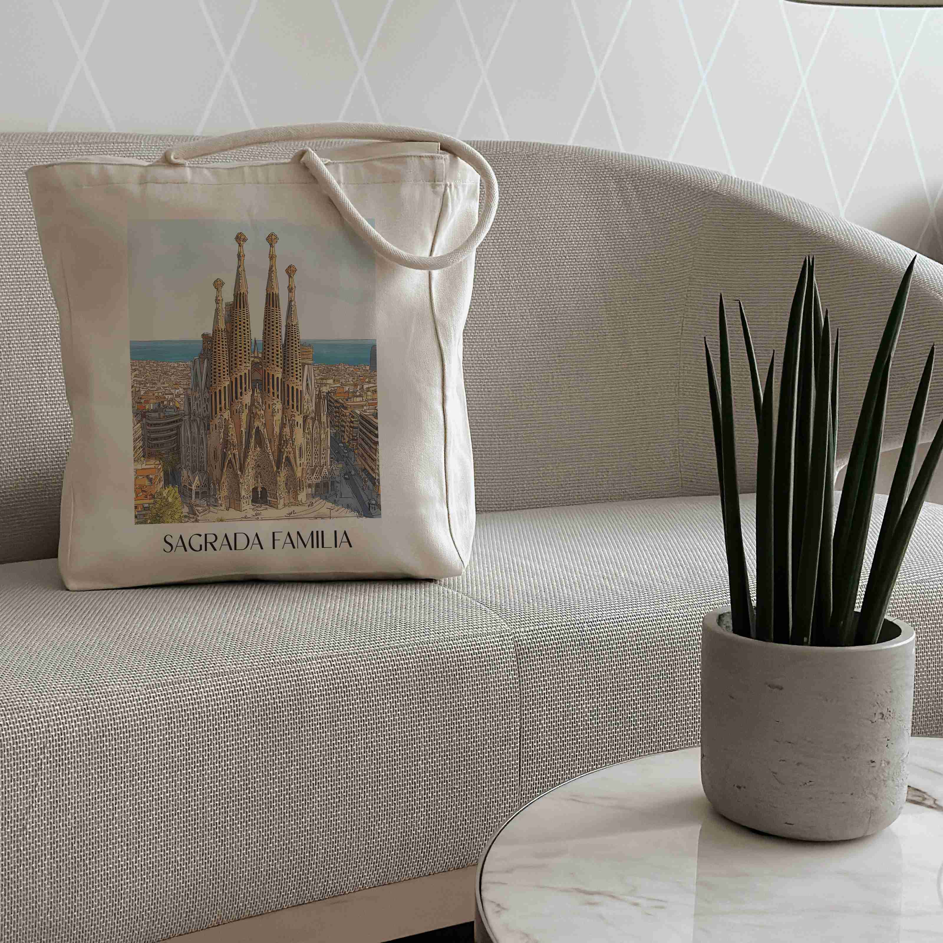 sagrada-familia-barcelona-spanien-einkaufstasche-aquarell