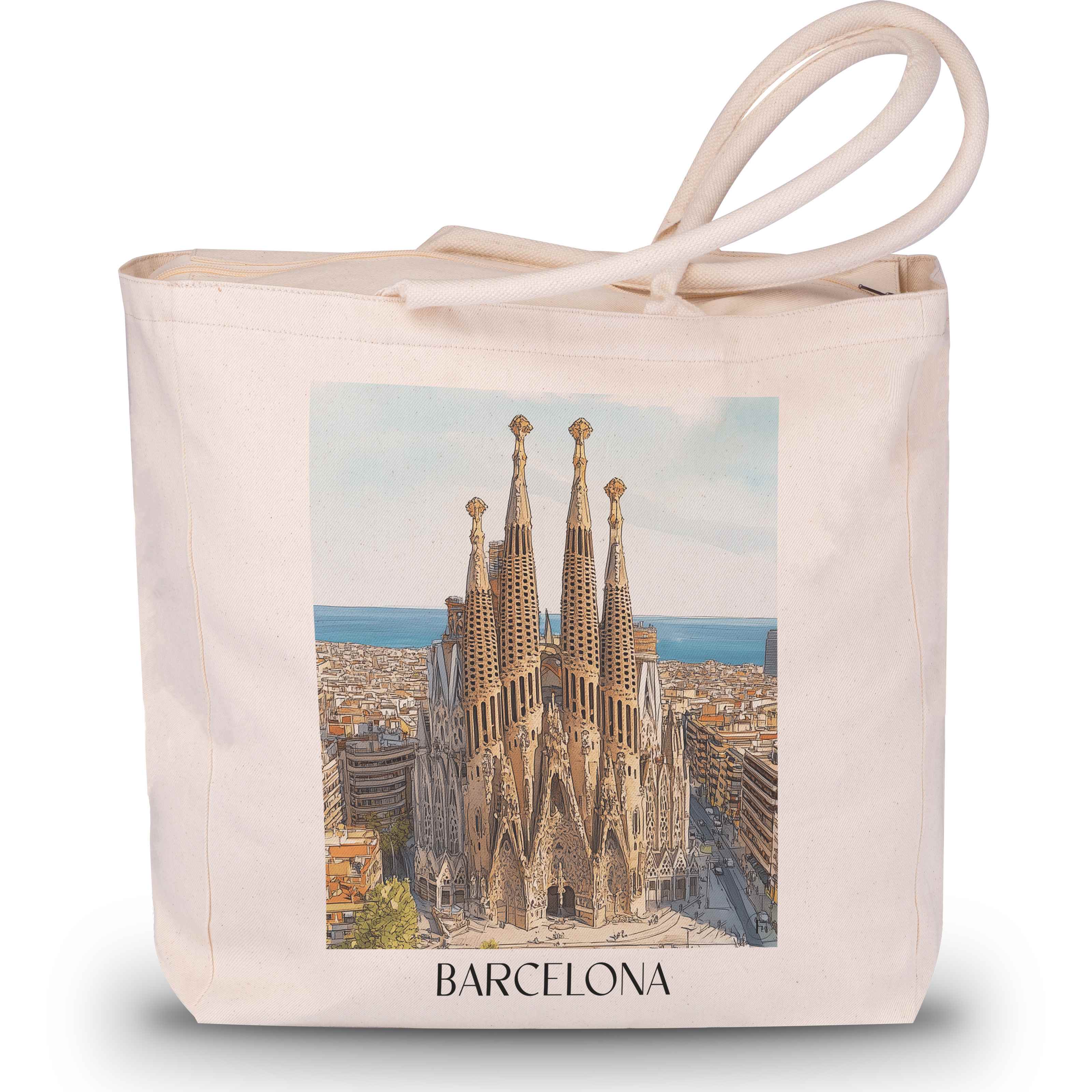 Sagrada Familia Shopping Tasche - Barcelona - Spanien Tote Bag - Einkaufstasche im Aquarell Stil - favplace