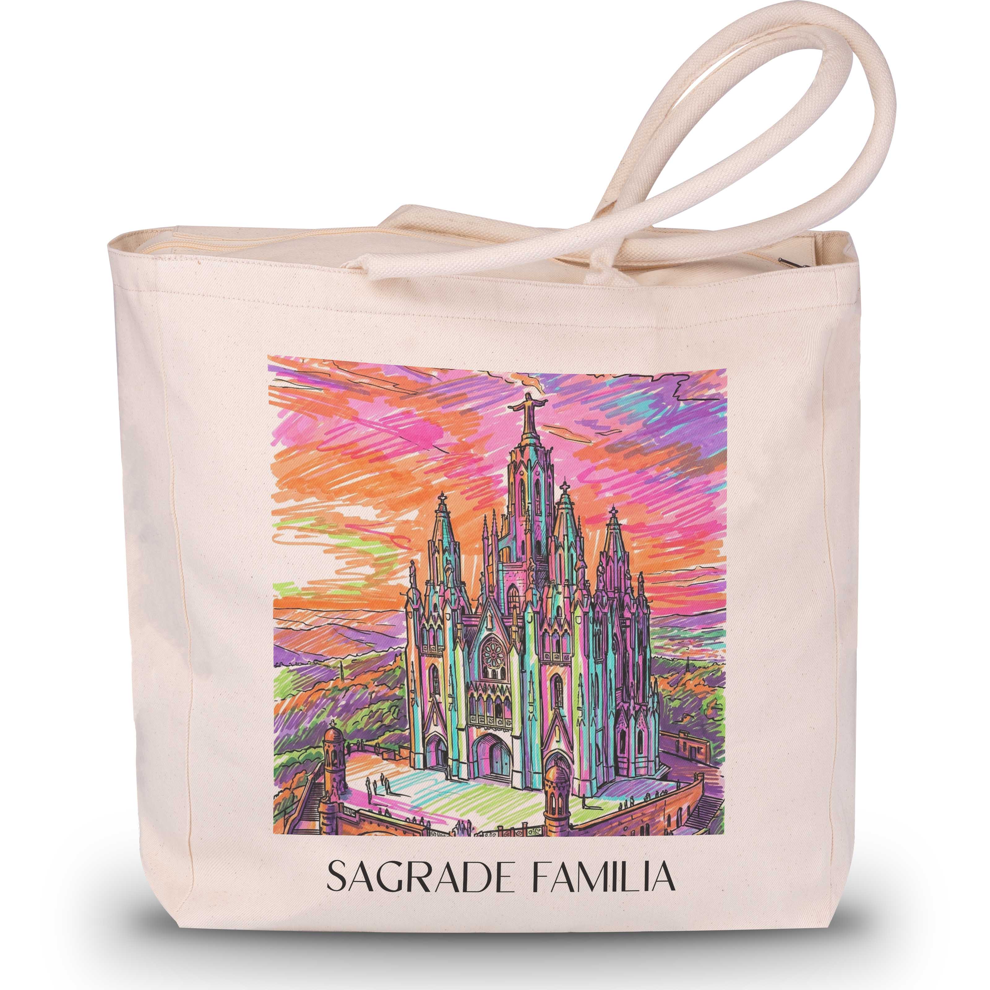 Sagrada Familia Shopping Tasche - Barcelona - Spanien Tote Bag - Einkaufstasche im Tag Graffiti Stil - favplace